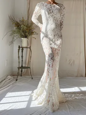 1930s Lace Long Sleeve Gown - XS