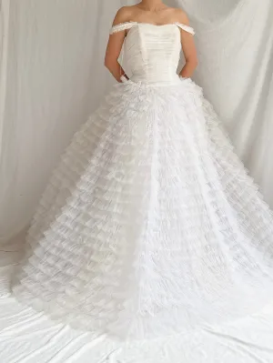 1950s Ruffled Tulle Gown - XS