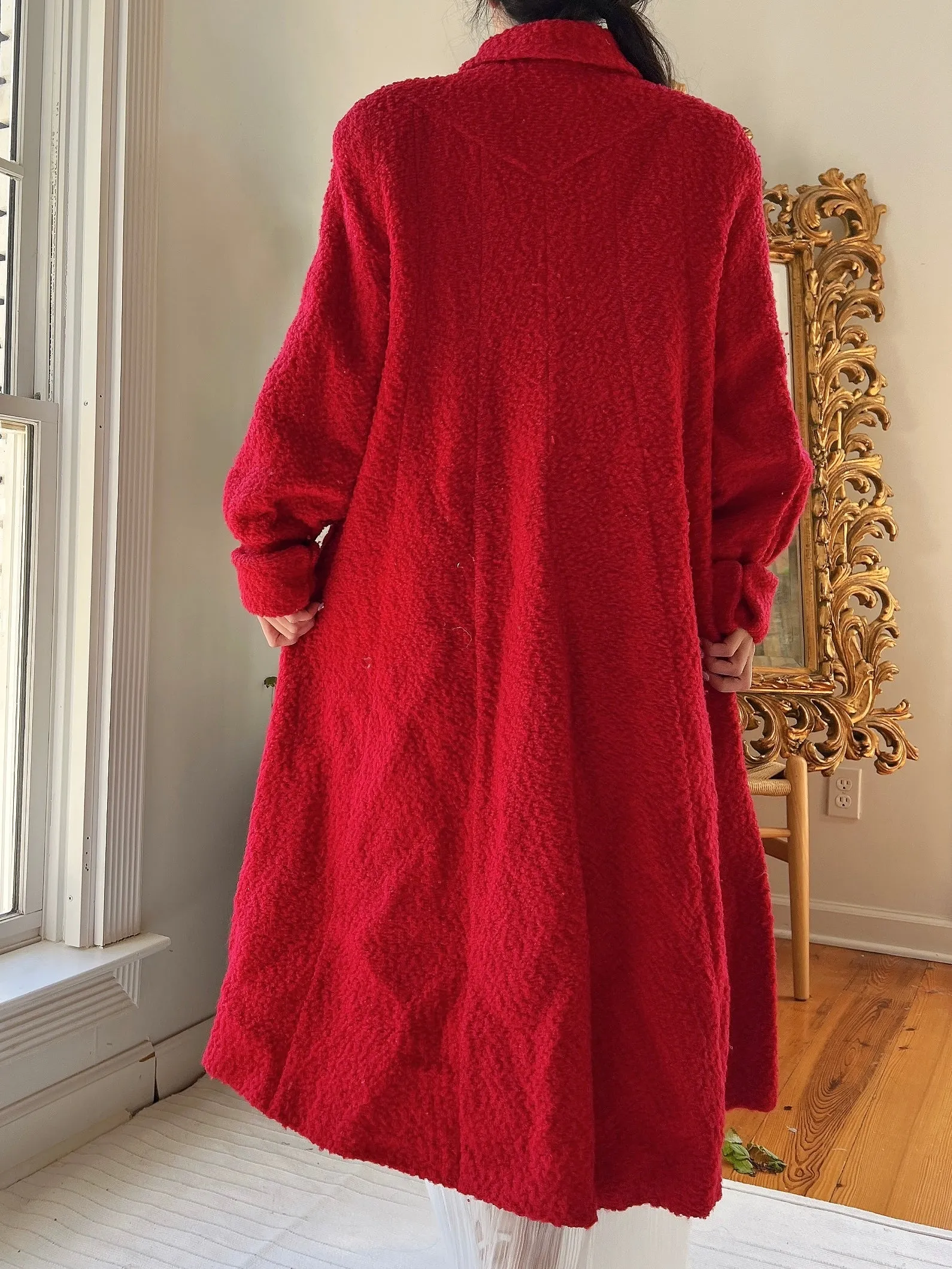 1960s Red Boucle Wool Coat  - M/L