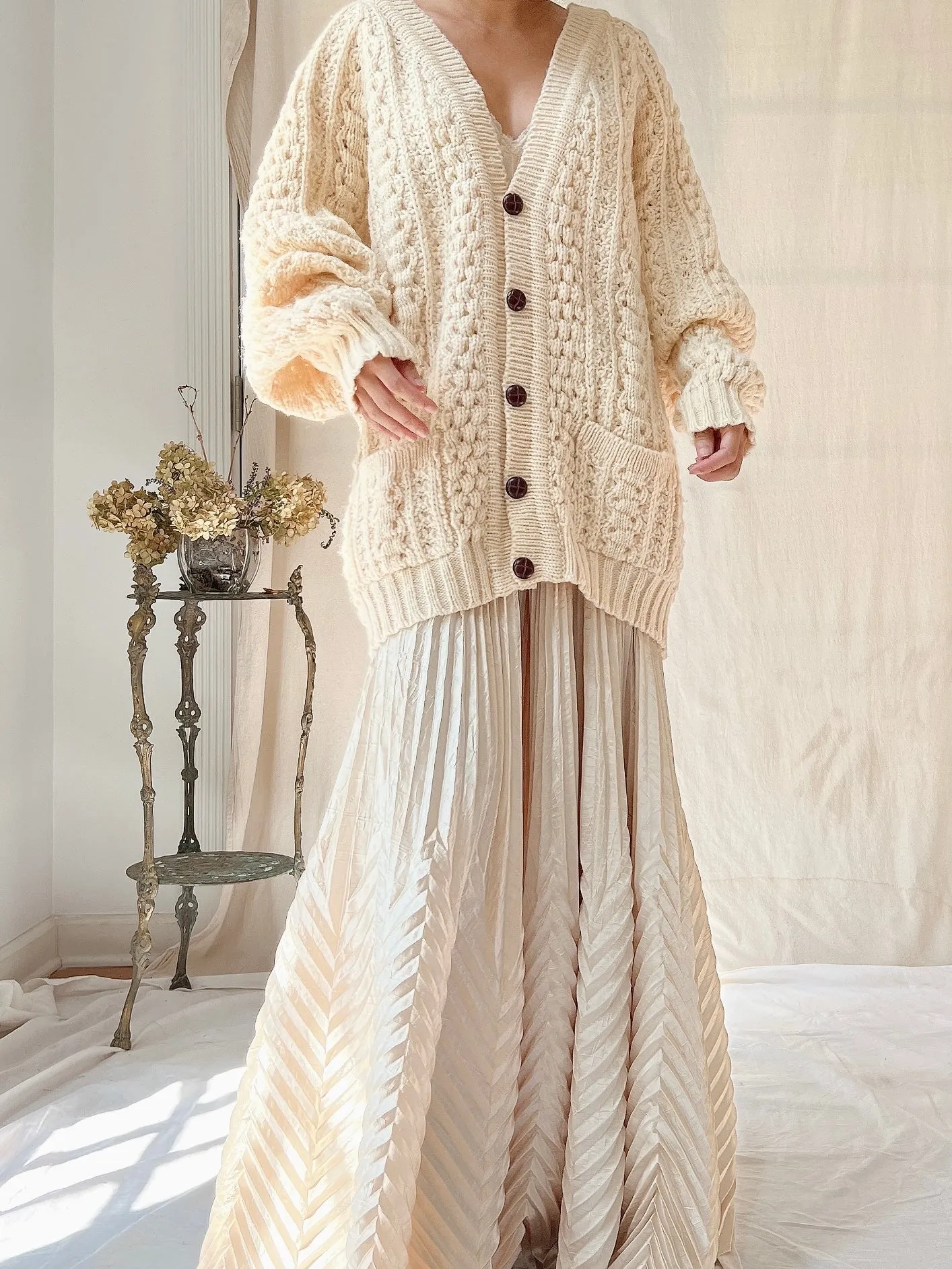 1970s Wool Irish Knit Cardigan - XL