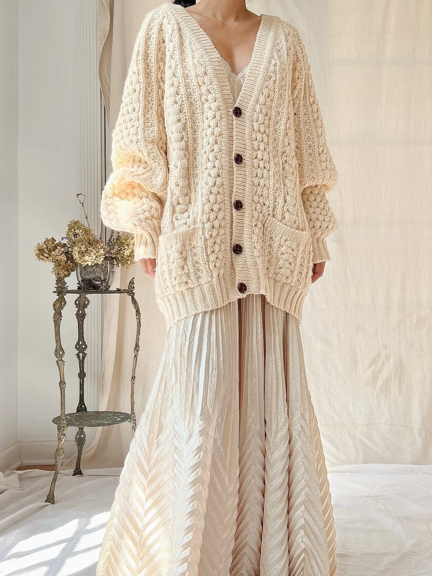 1970s Wool Irish Knit Cardigan - XL