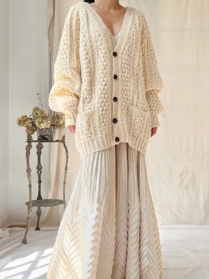 1970s Wool Irish Knit Cardigan - XL