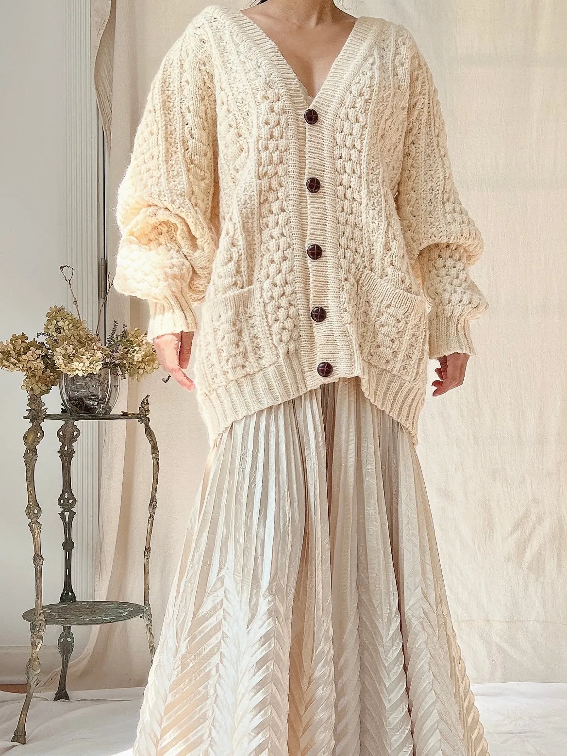 1970s Wool Irish Knit Cardigan - XL
