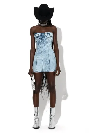 ACID WASH DENIM CORSET DRESS