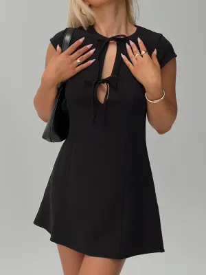 Adeleine Bow Mini Dress Black