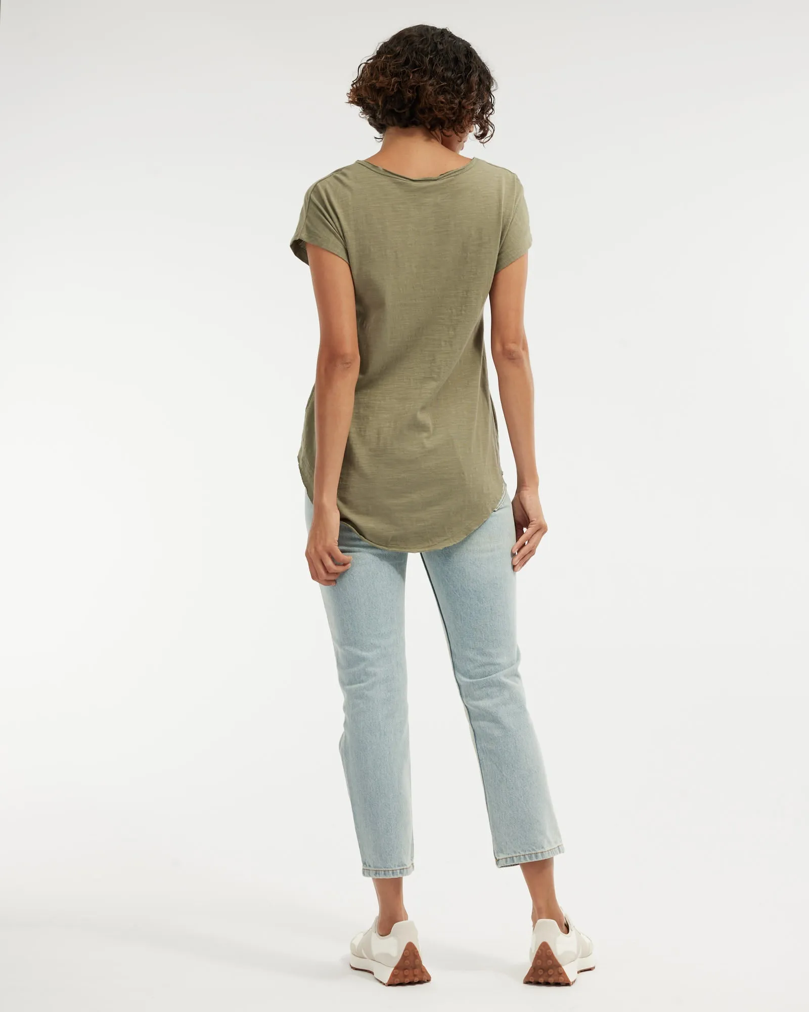 Aiden Organic V Neck Tee - Khaki