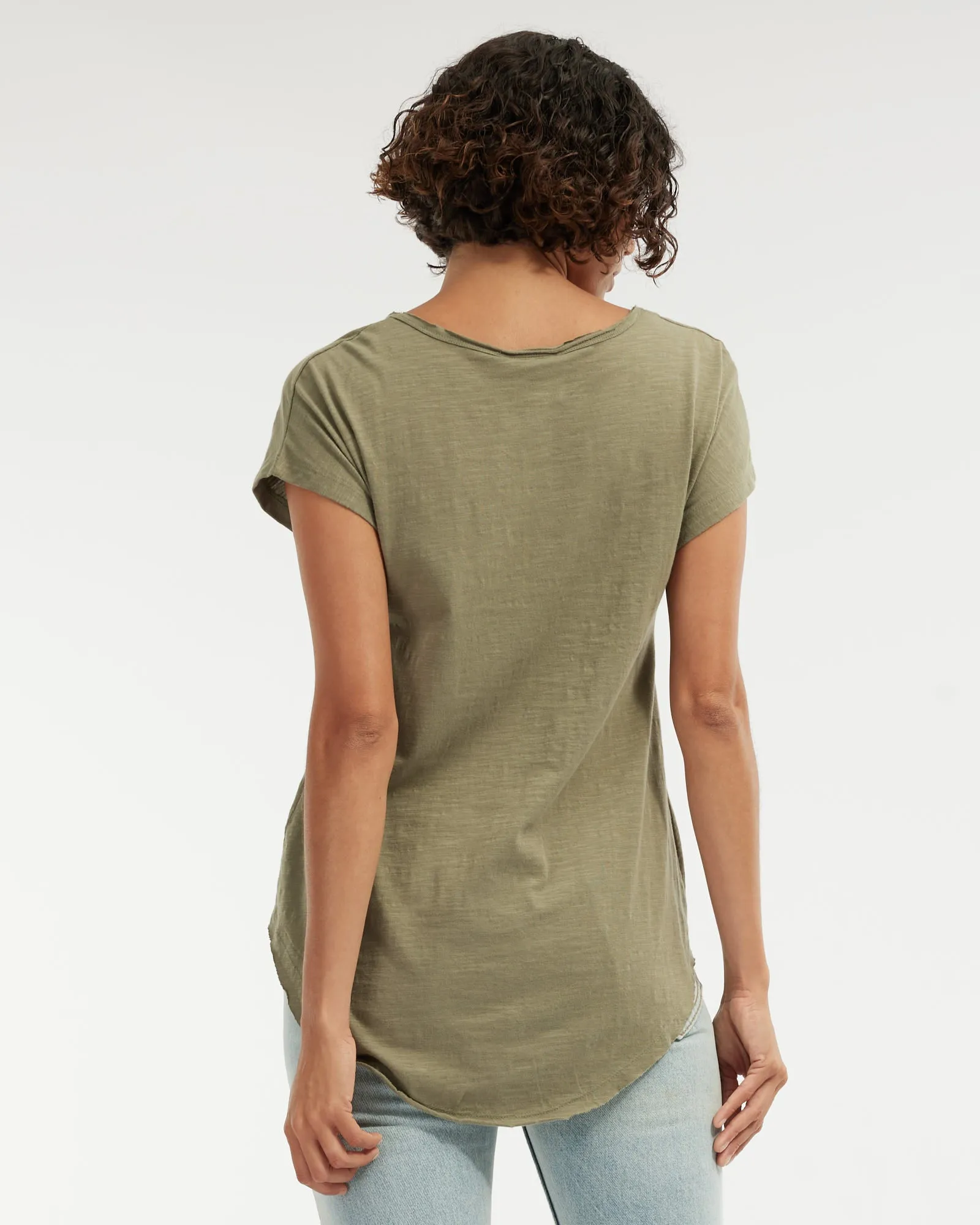 Aiden Organic V Neck Tee - Khaki