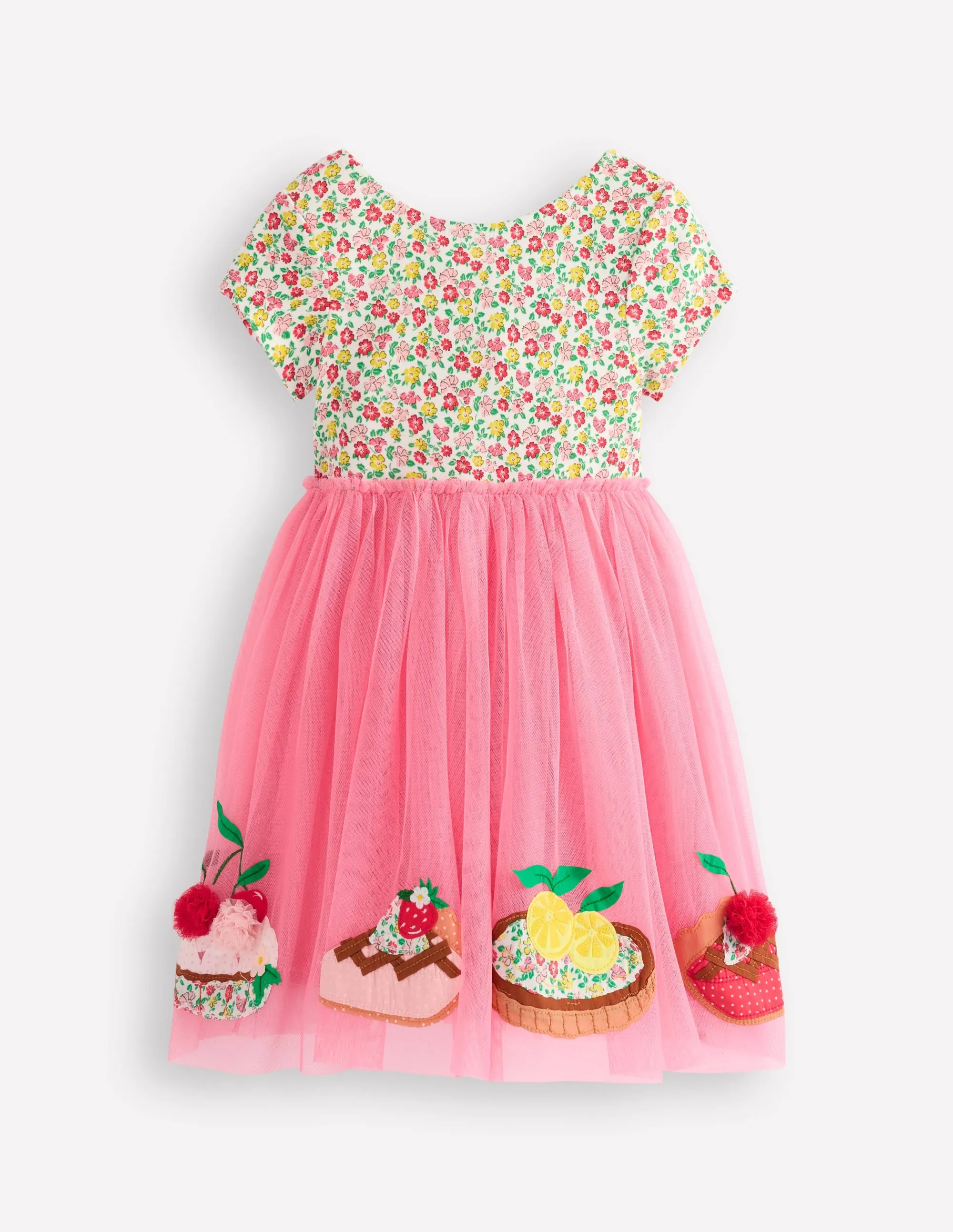 Ami Applique Tulle Dress-Salmon Pink Desserts