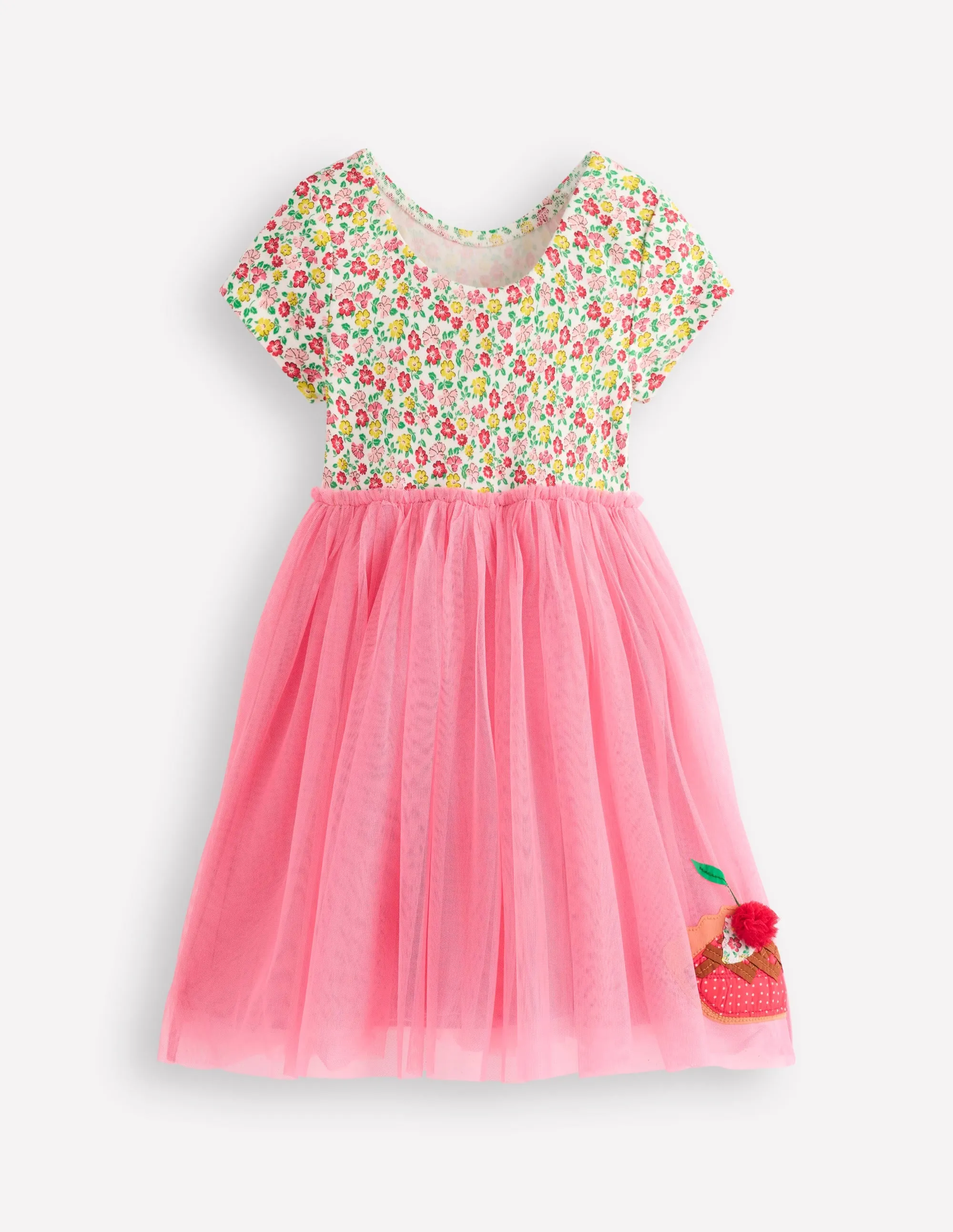 Ami Applique Tulle Dress-Salmon Pink Desserts