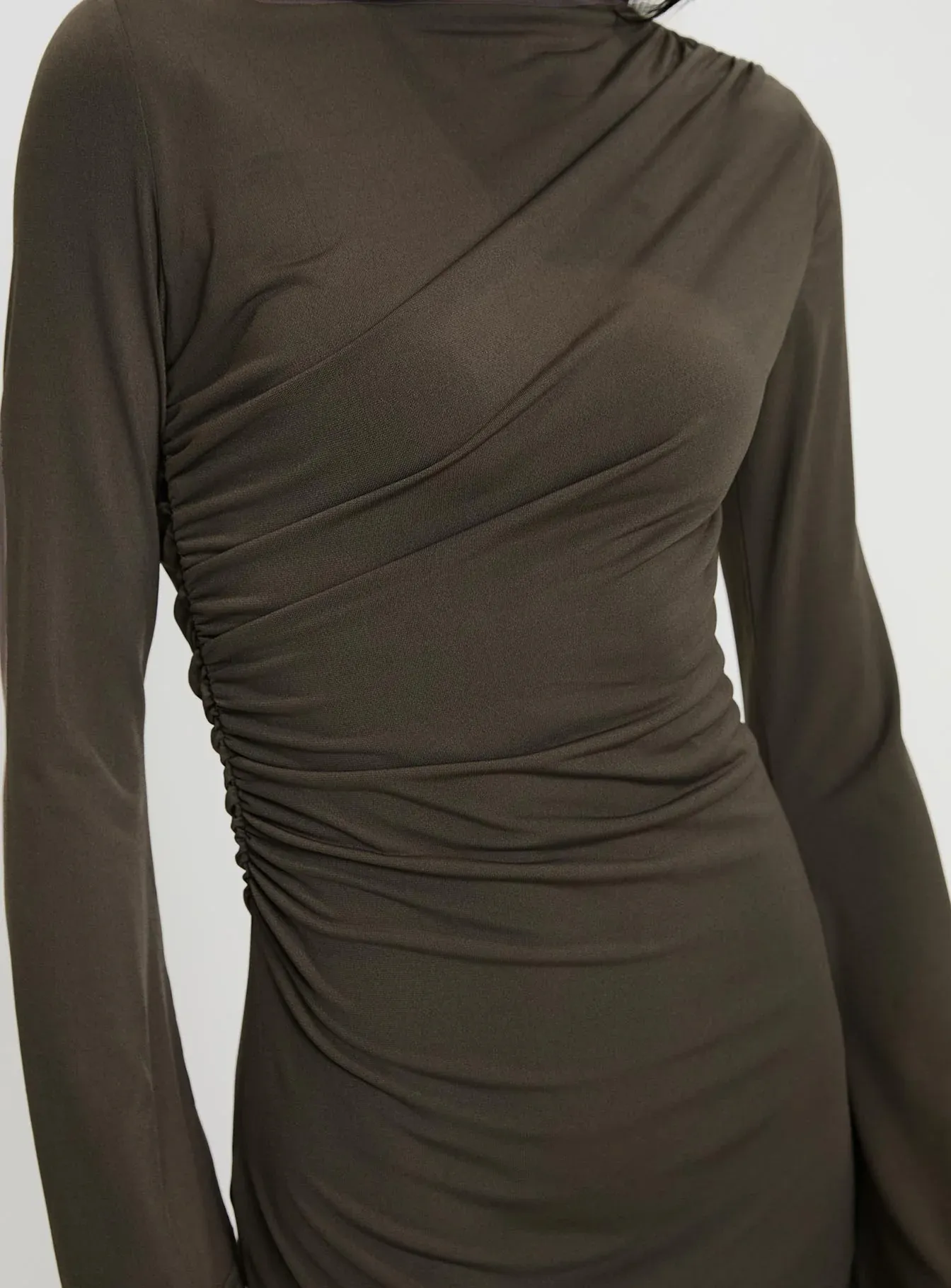Arte Deco Long Sleeve Mini Dress Mocha