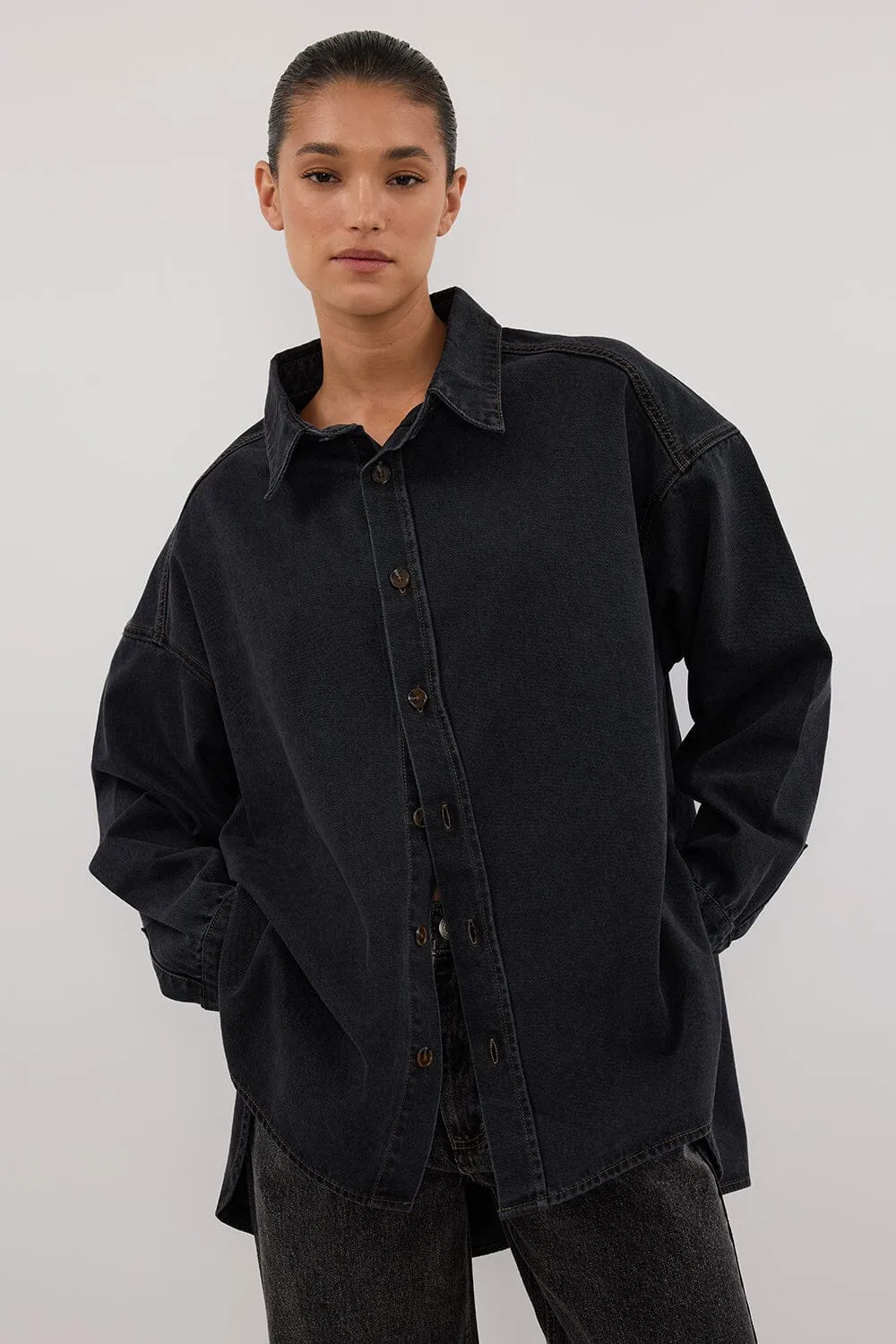 ASHTON WASHED BLACK DENIM SHIRT