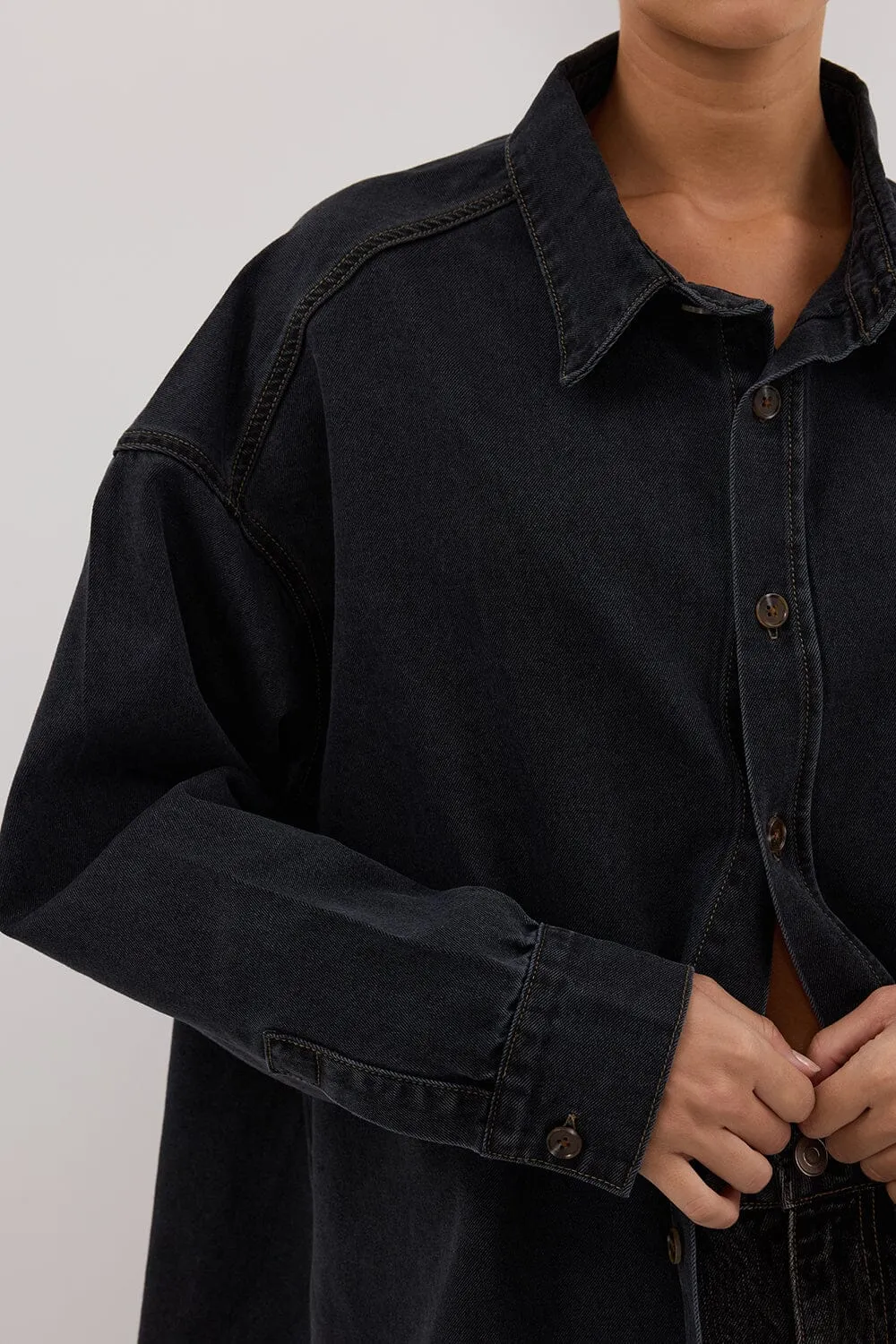 ASHTON WASHED BLACK DENIM SHIRT