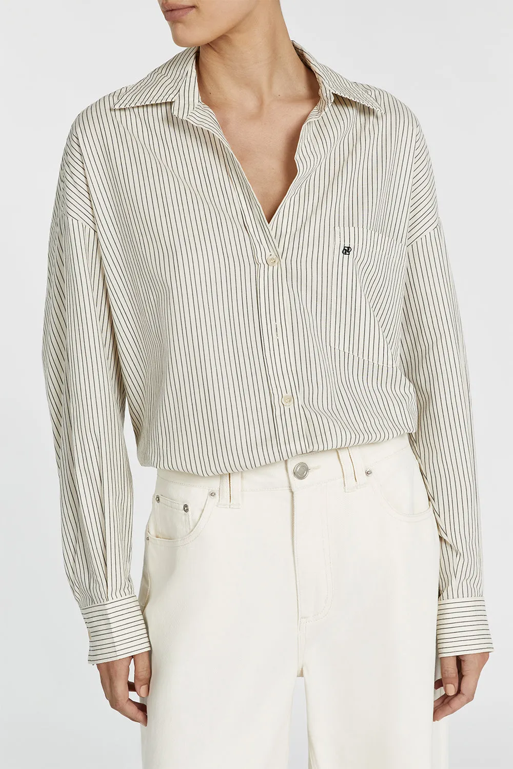 AYLA CREAM STRIPE COTTON SHIRT