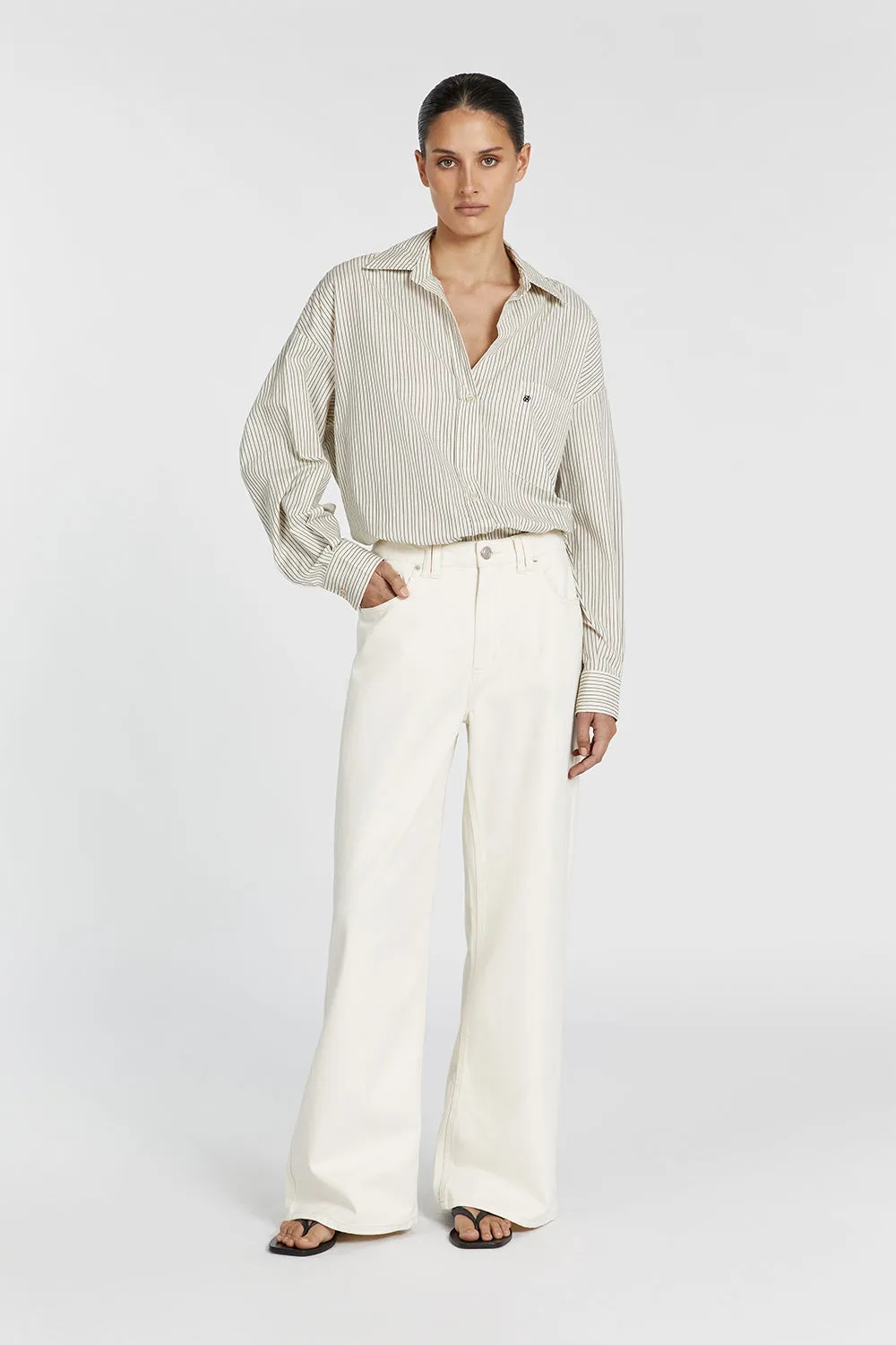 AYLA CREAM STRIPE COTTON SHIRT