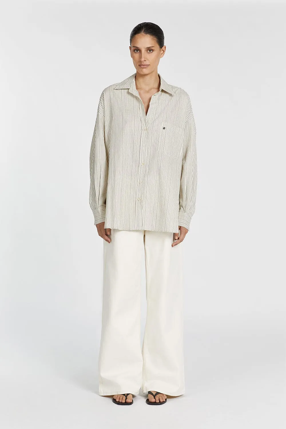 AYLA CREAM STRIPE COTTON SHIRT
