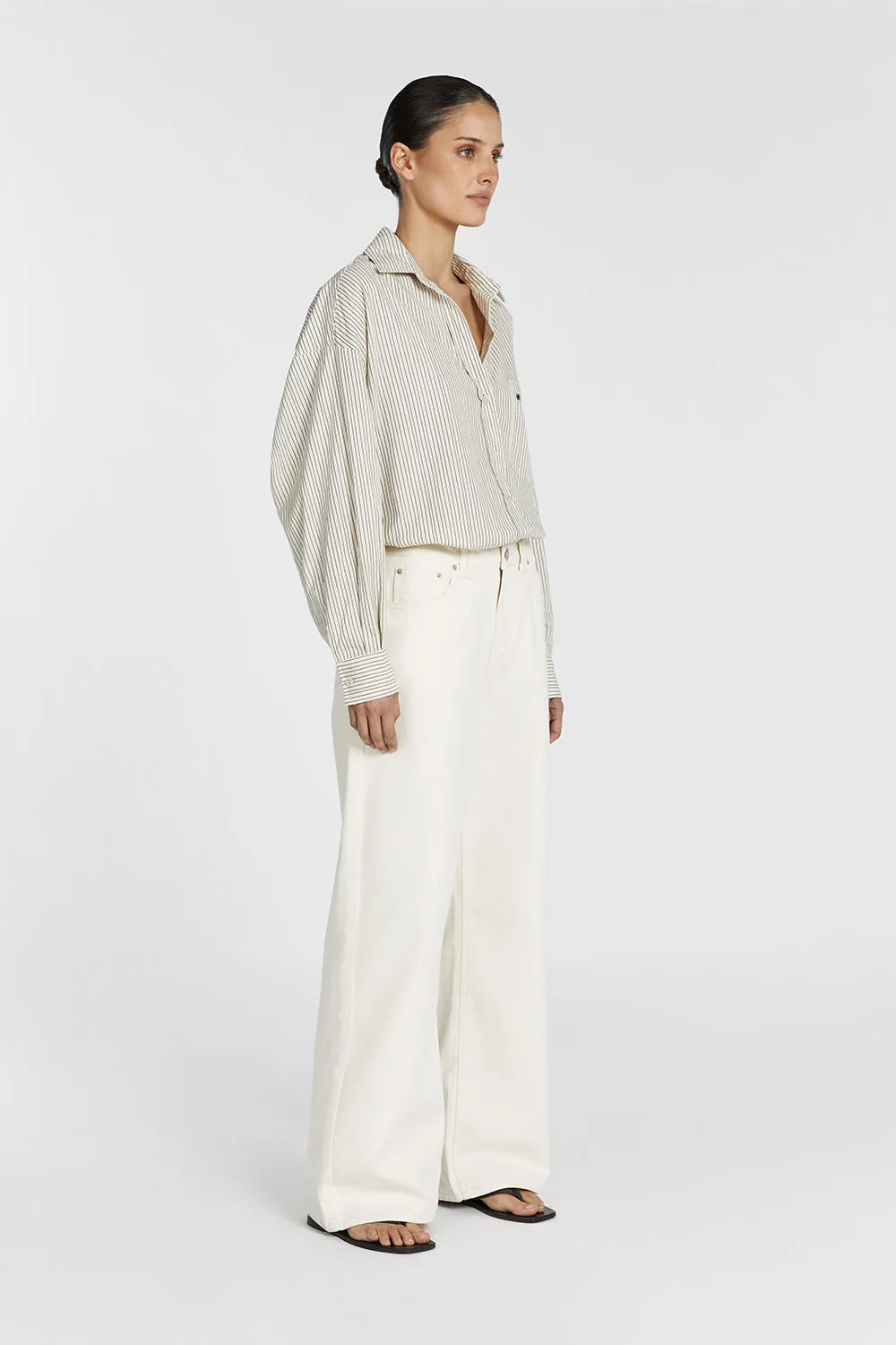 AYLA CREAM STRIPE COTTON SHIRT