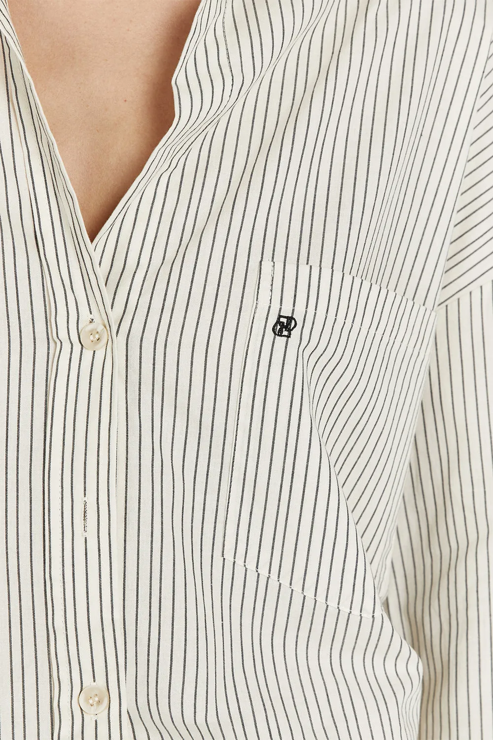 AYLA CREAM STRIPE COTTON SHIRT