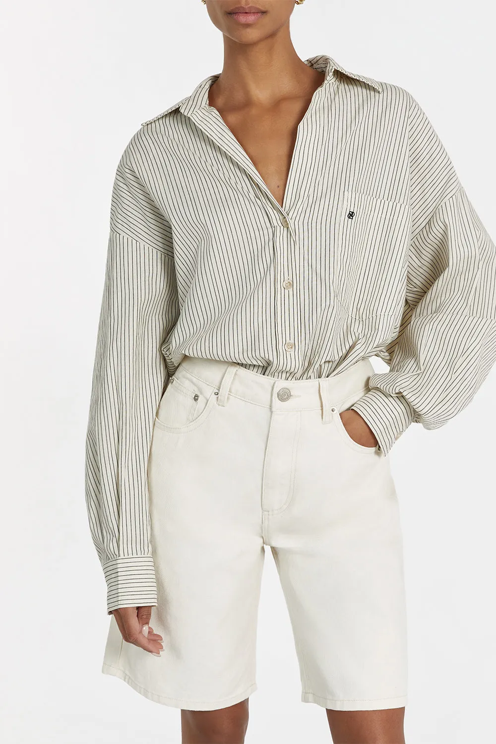 BAMBI CREAM BERMUDA DENIM SHORT