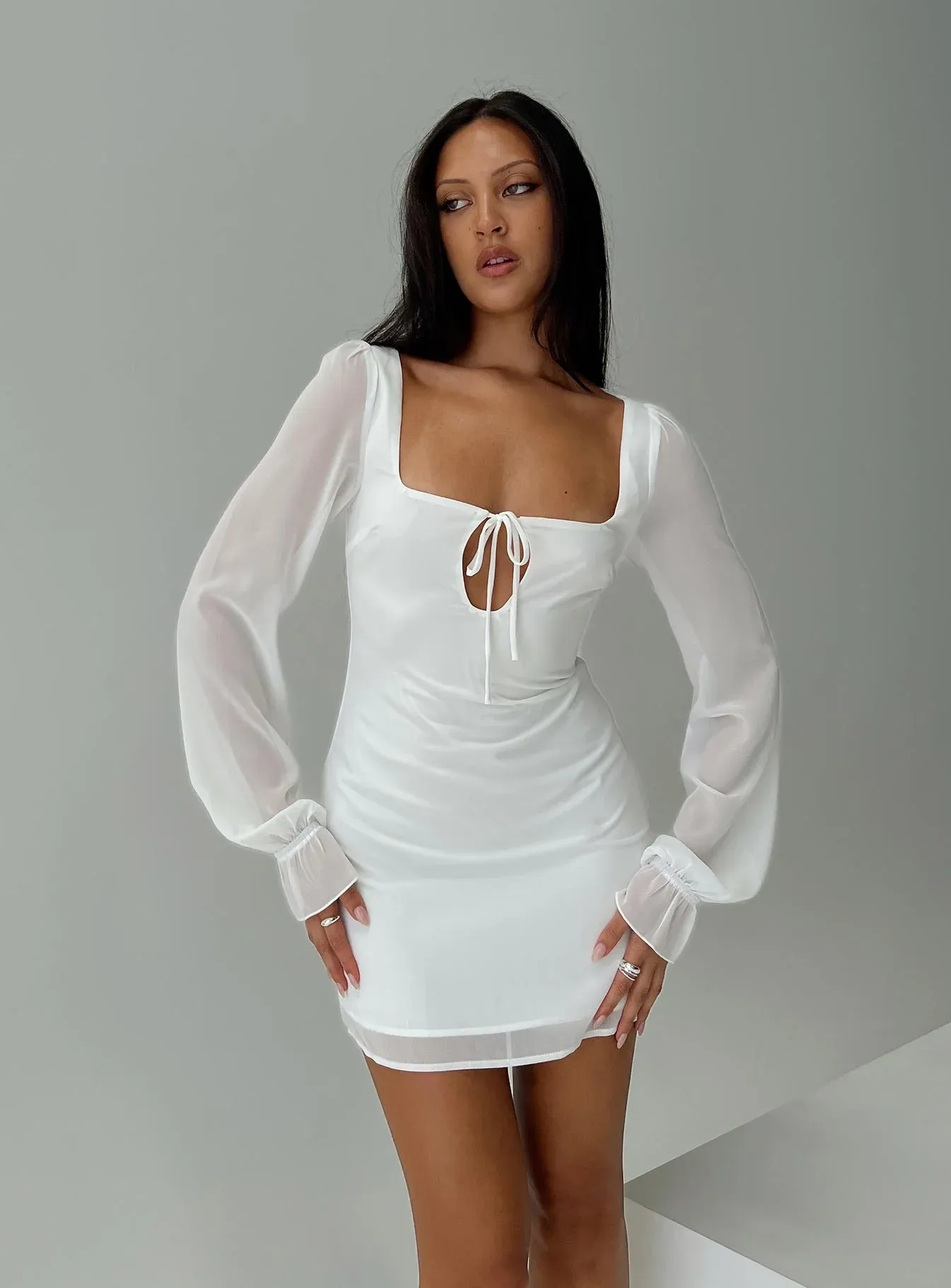 Bayford Long Sleeve Mini Dress White