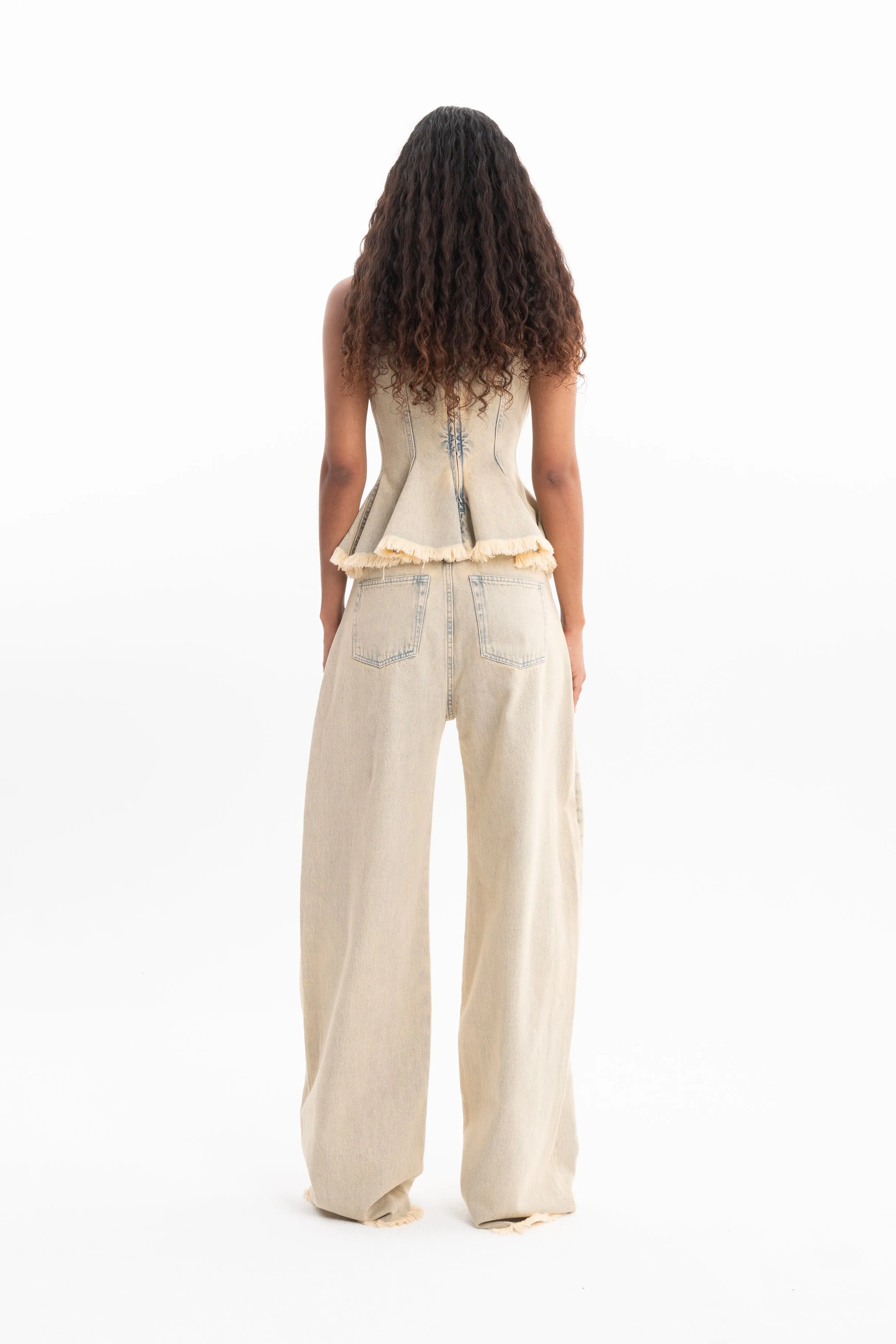 BEIGE OVERDYE DENIM BOYFRIEND JEANS