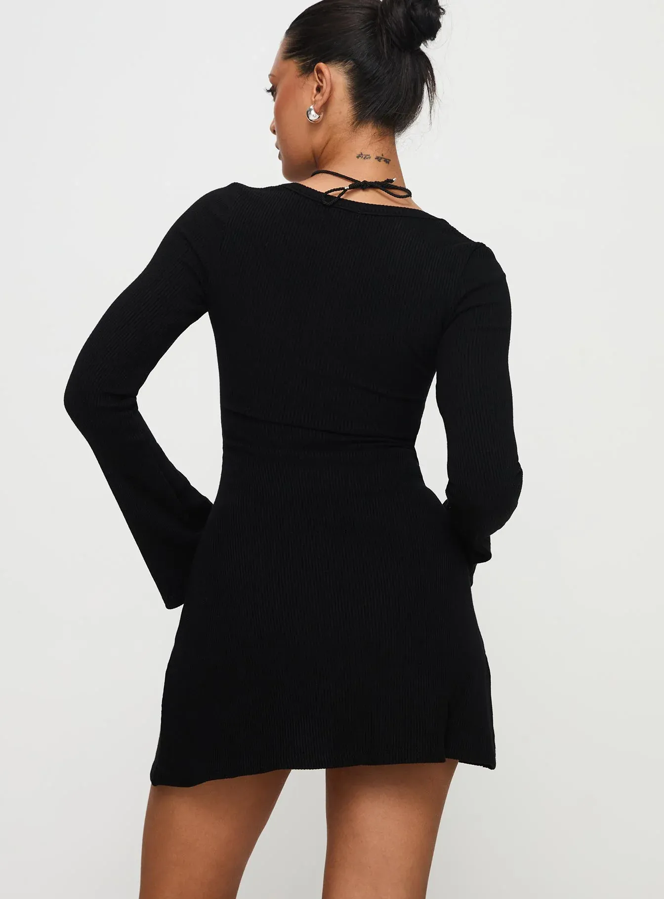 Best Interest Long Sleeve Mini Dress Black Tall