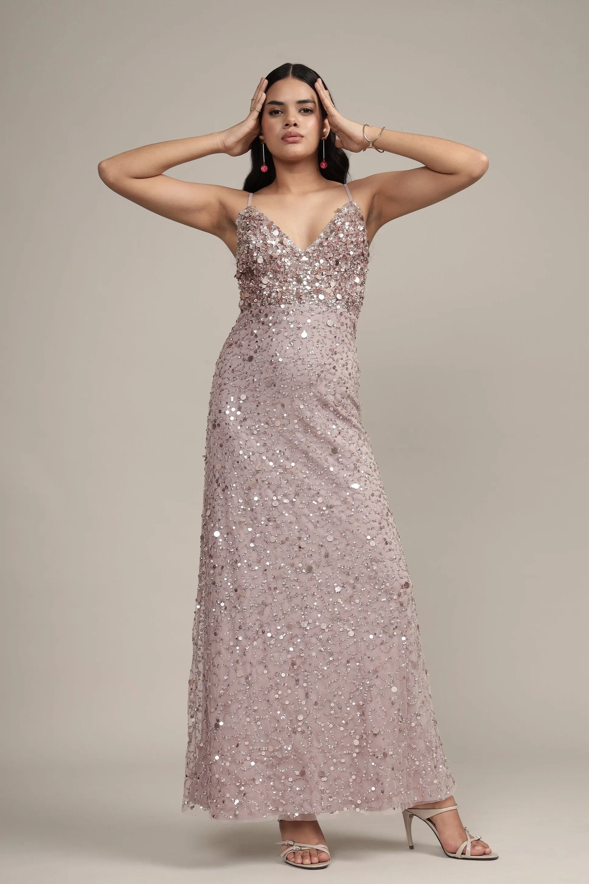 Betty Beaded Champagne Maxi Dress