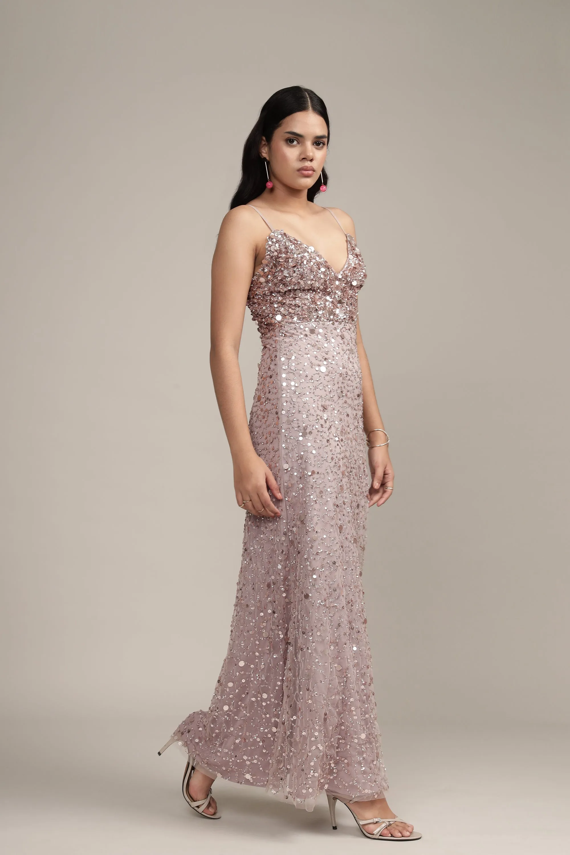 Betty Beaded Champagne Maxi Dress