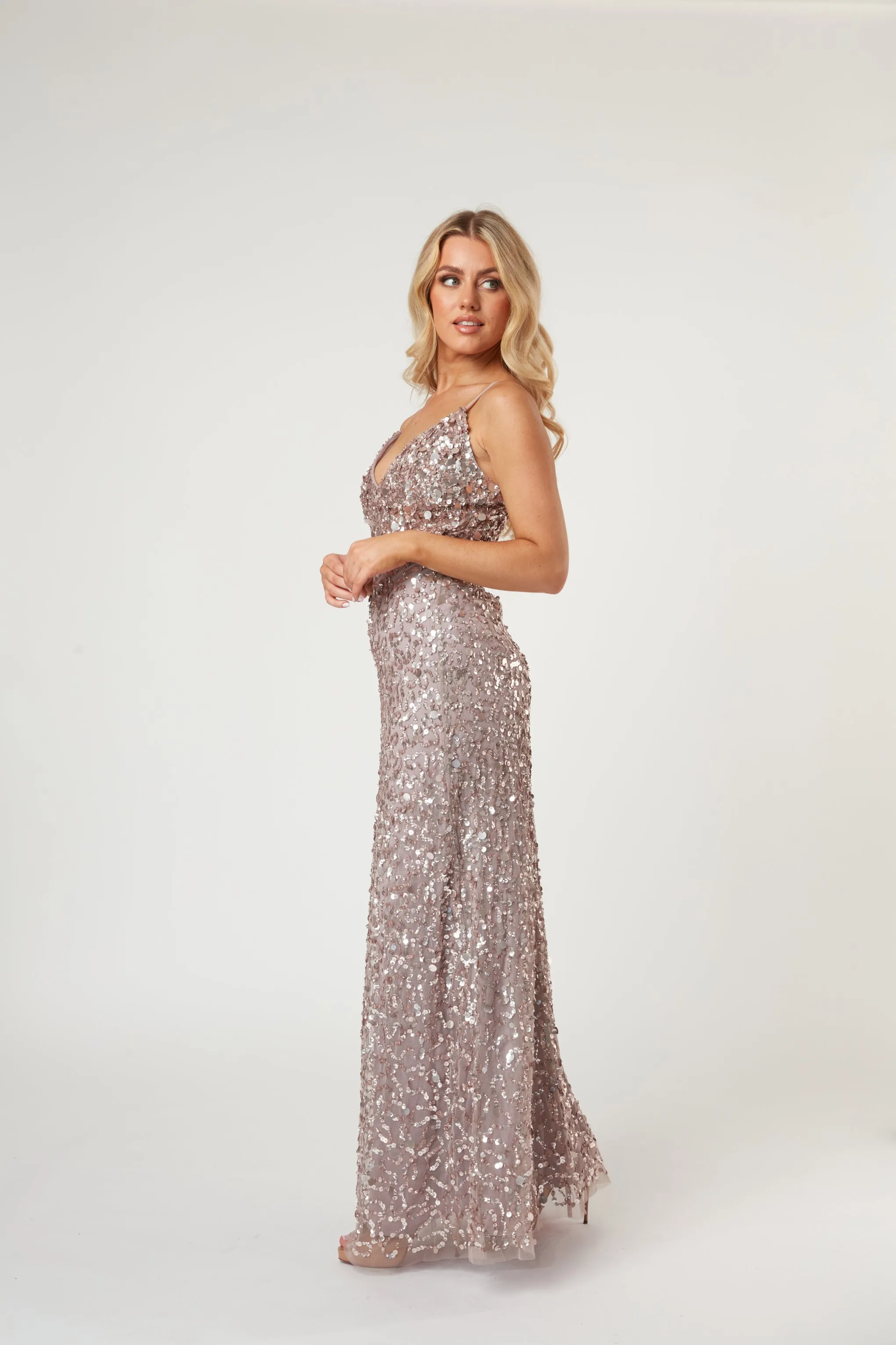 Betty Beaded Champagne Maxi Dress