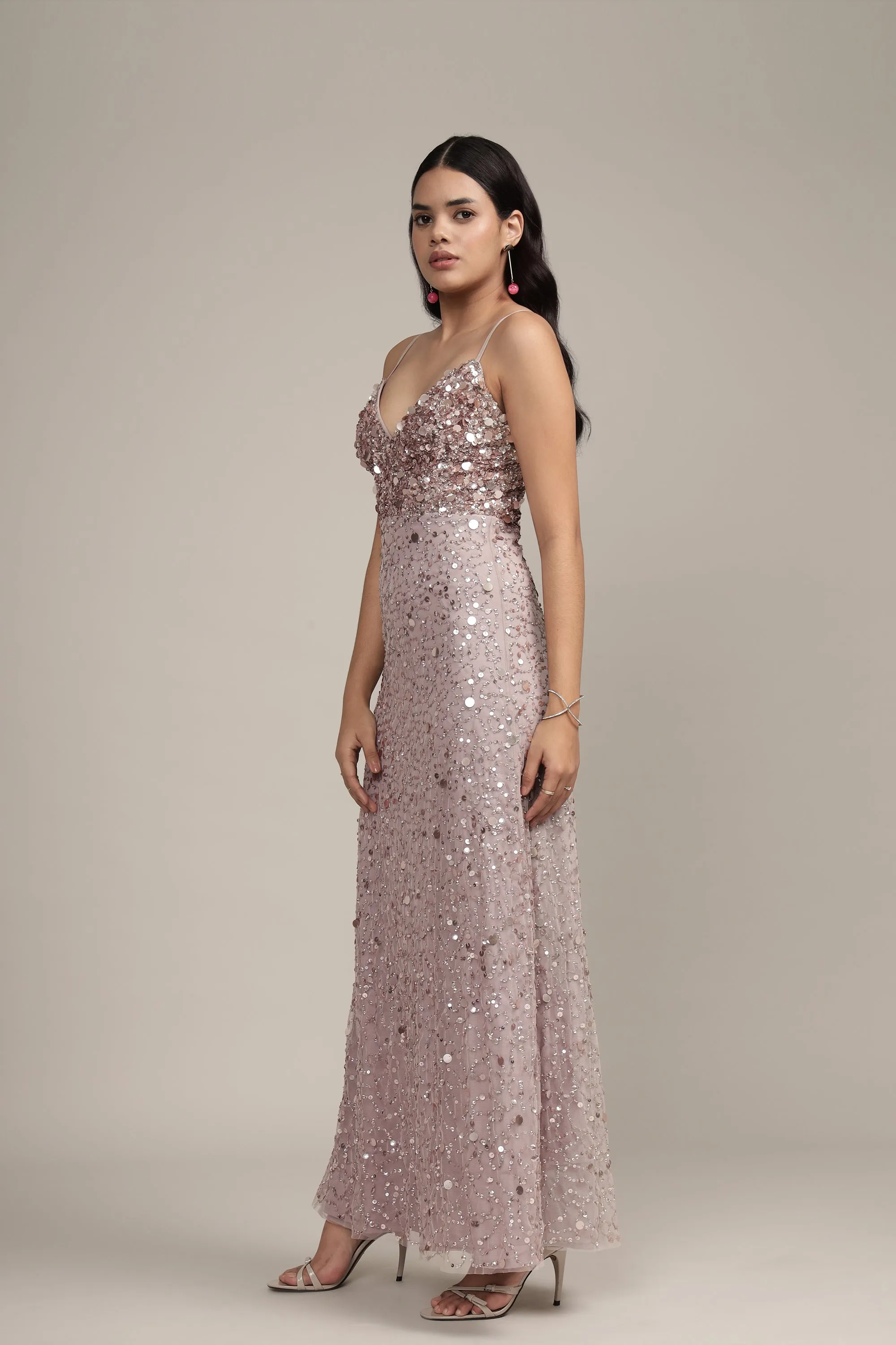Betty Beaded Champagne Maxi Dress