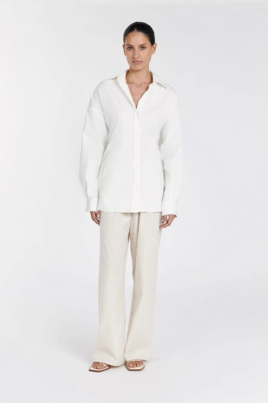 BLAKE WHITE OVERSIZED TIE SHIRT