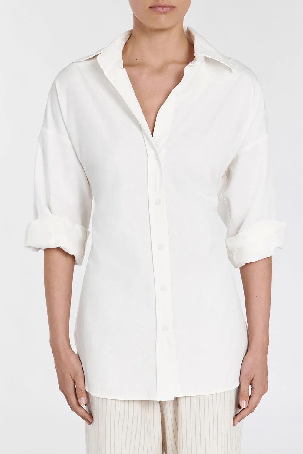 BLAKE WHITE OVERSIZED TIE SHIRT