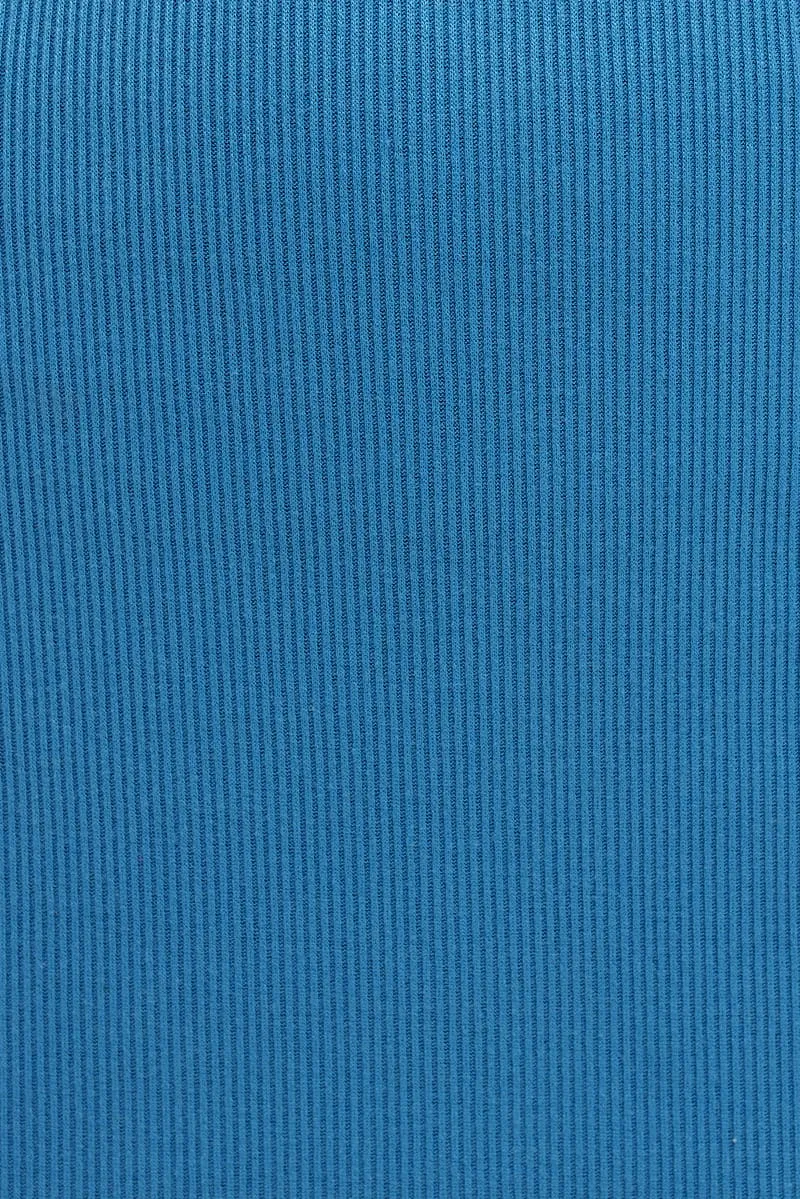 Blue Ribbed Evening Dress Strapless