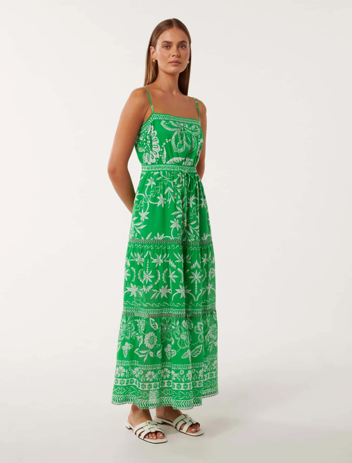 Brittany Printed Cotton Midi Dress