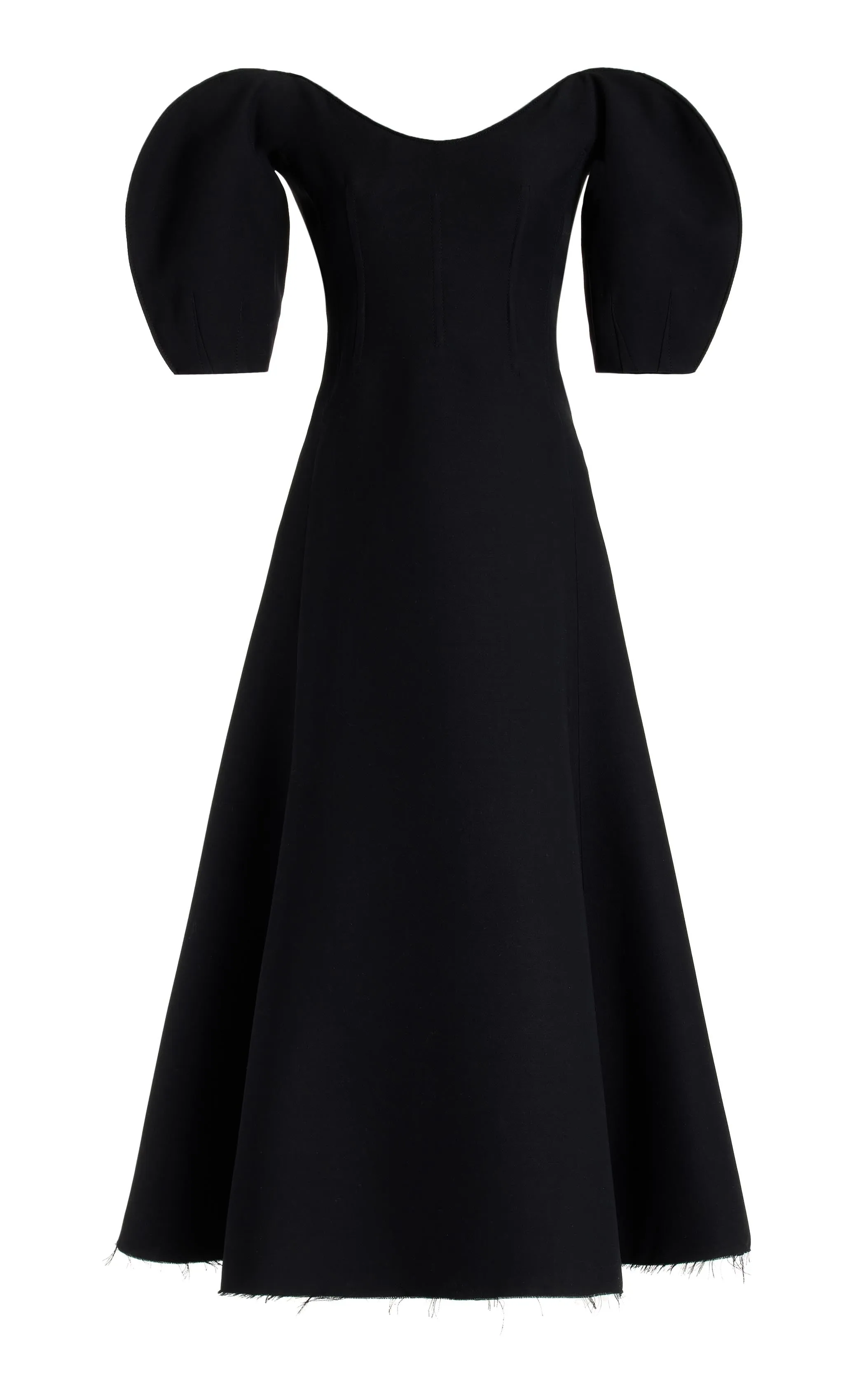 Buisier Dress in Black Wool Silk Cady