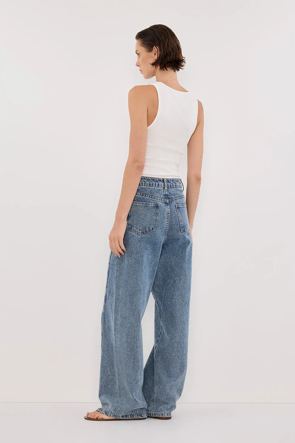 CARSON MID BLUE WIDE LEG JEAN