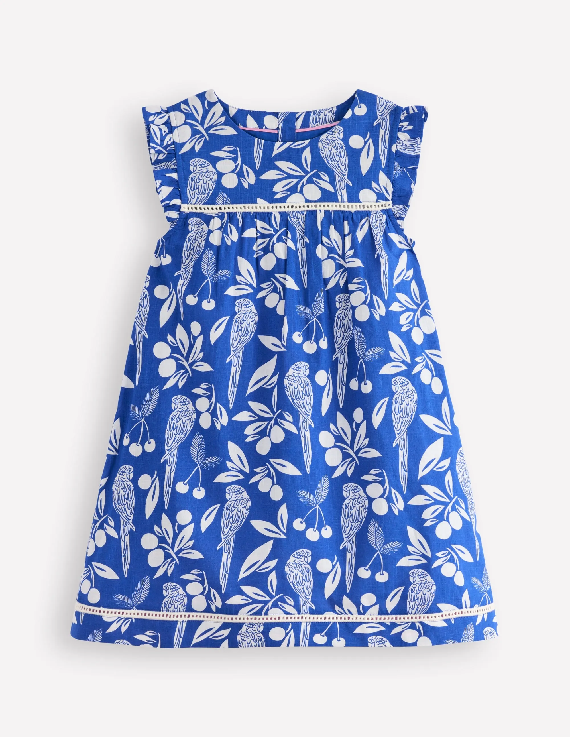 Celia Woven Holiday Dress-Bright Blue Parrot Palm