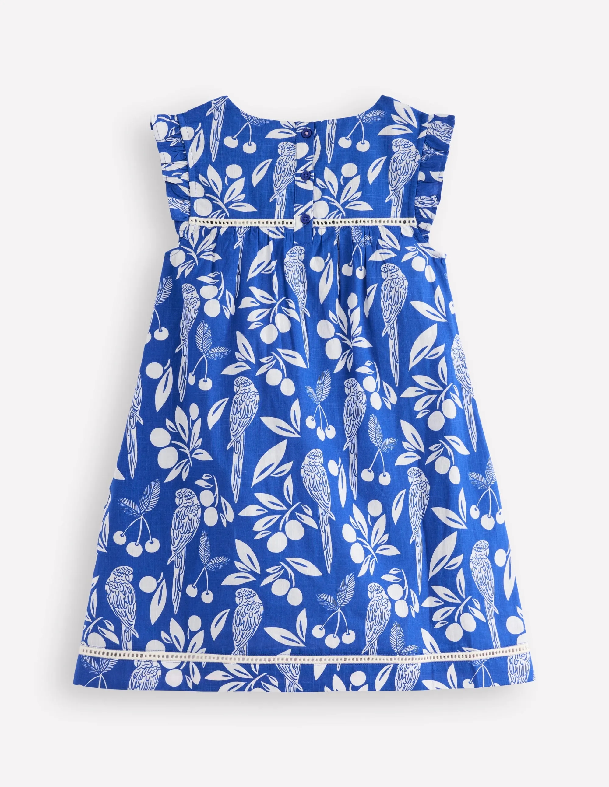 Celia Woven Holiday Dress-Bright Blue Parrot Palm