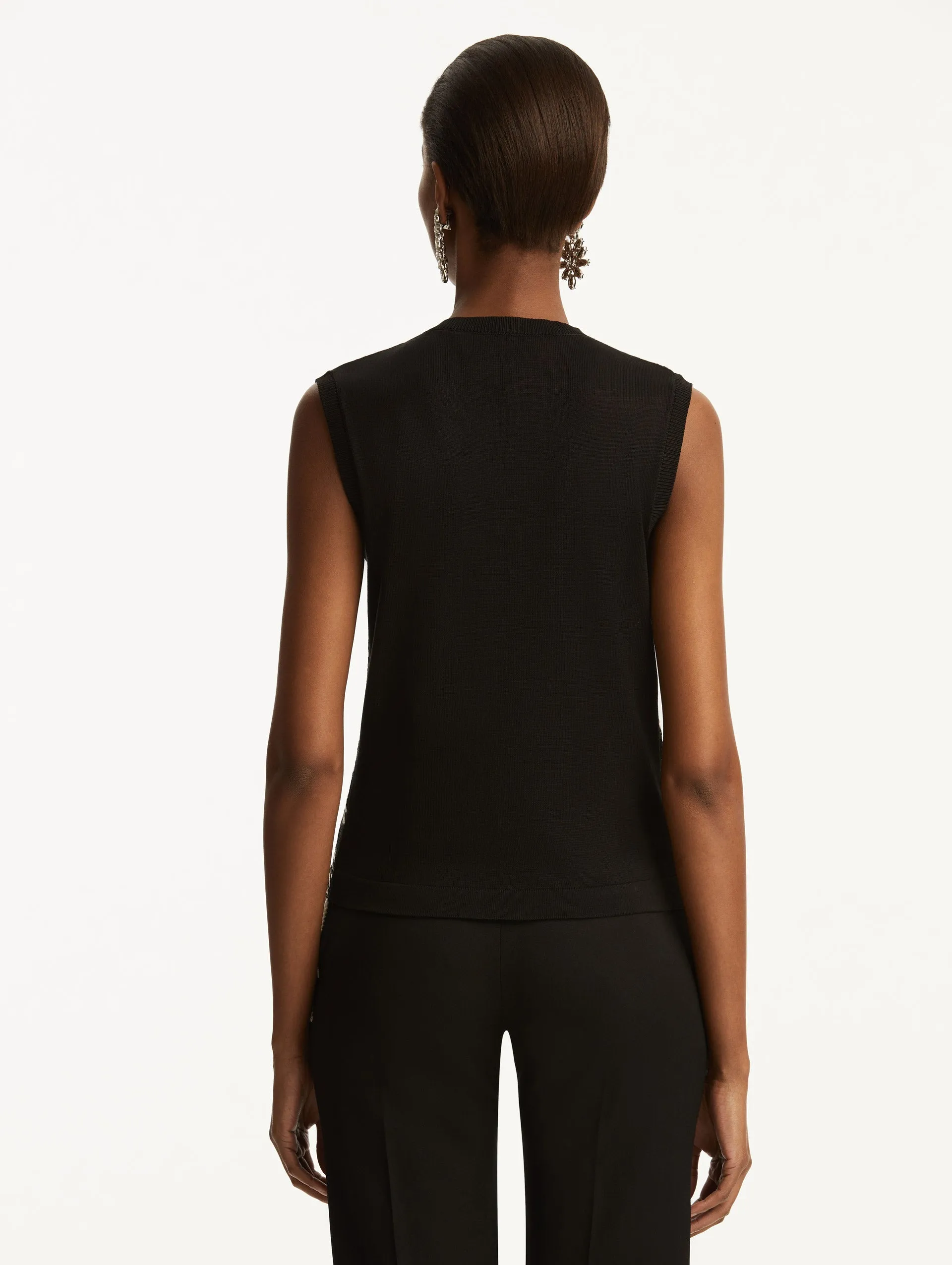 Checked Fringe Guipure Tank