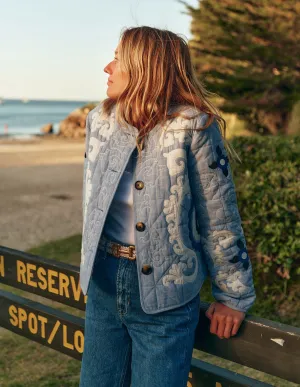 Chelsea Embroidered Jacket-Grey Blue Chambray