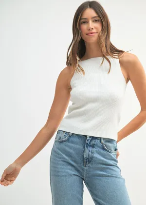 Chelsea Knit Ribbed High-Neck Tank - Off-White