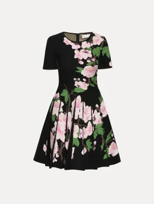 Cherry Blossom Pleated Jacquard Dress
