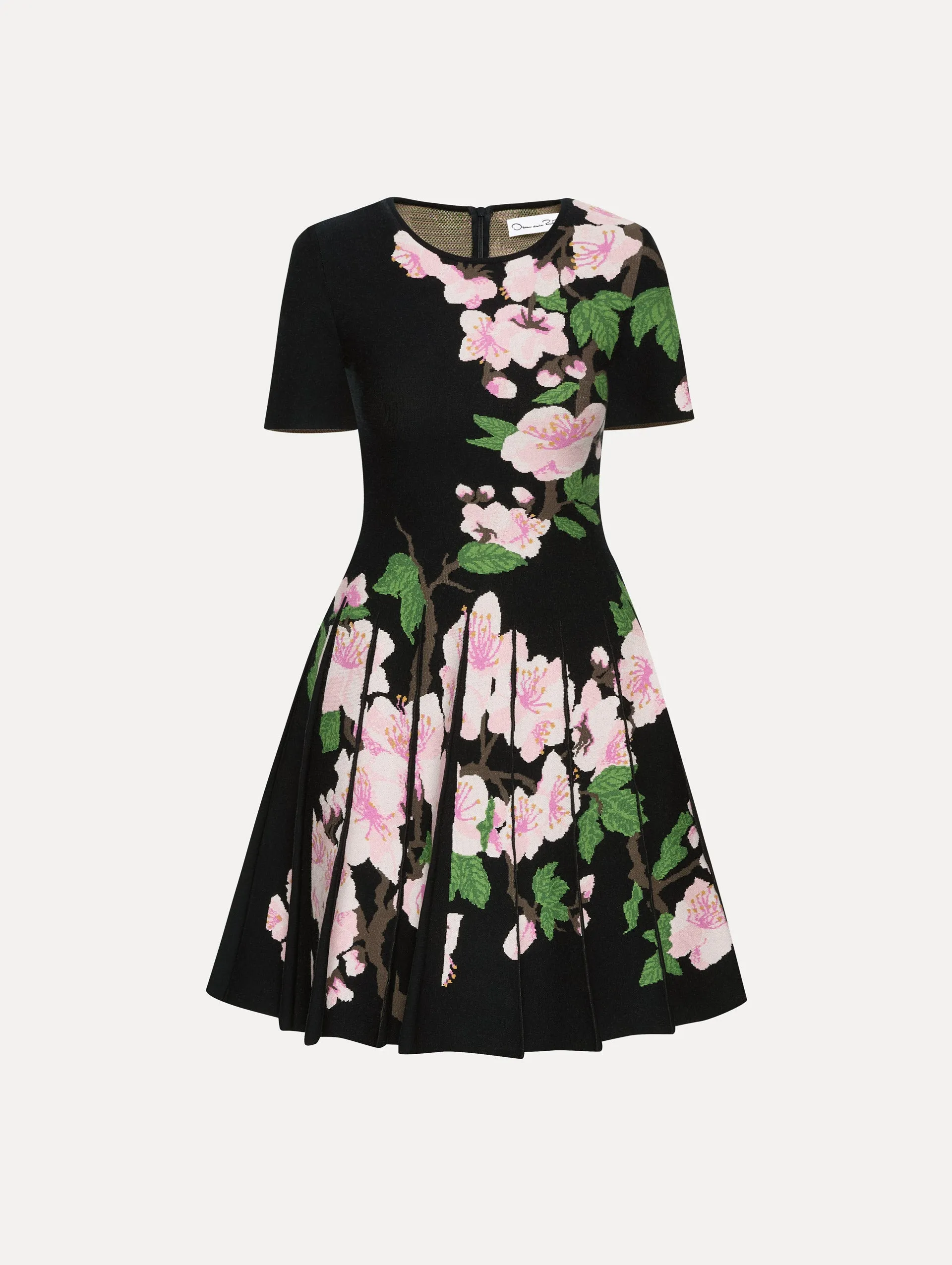 Cherry Blossom Pleated Jacquard Dress