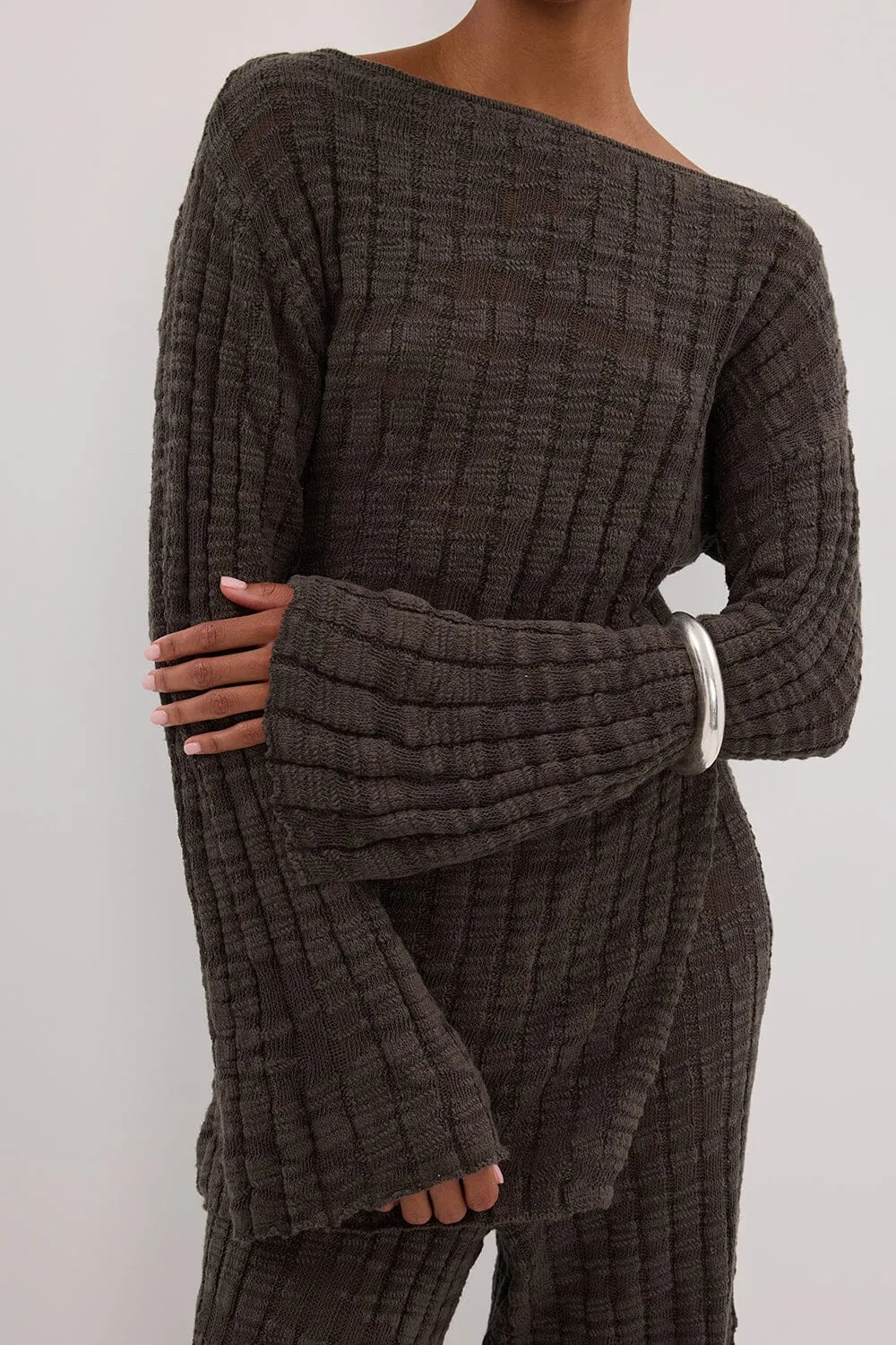 CIA PETROL LONG SLEEVE KNIT TOP