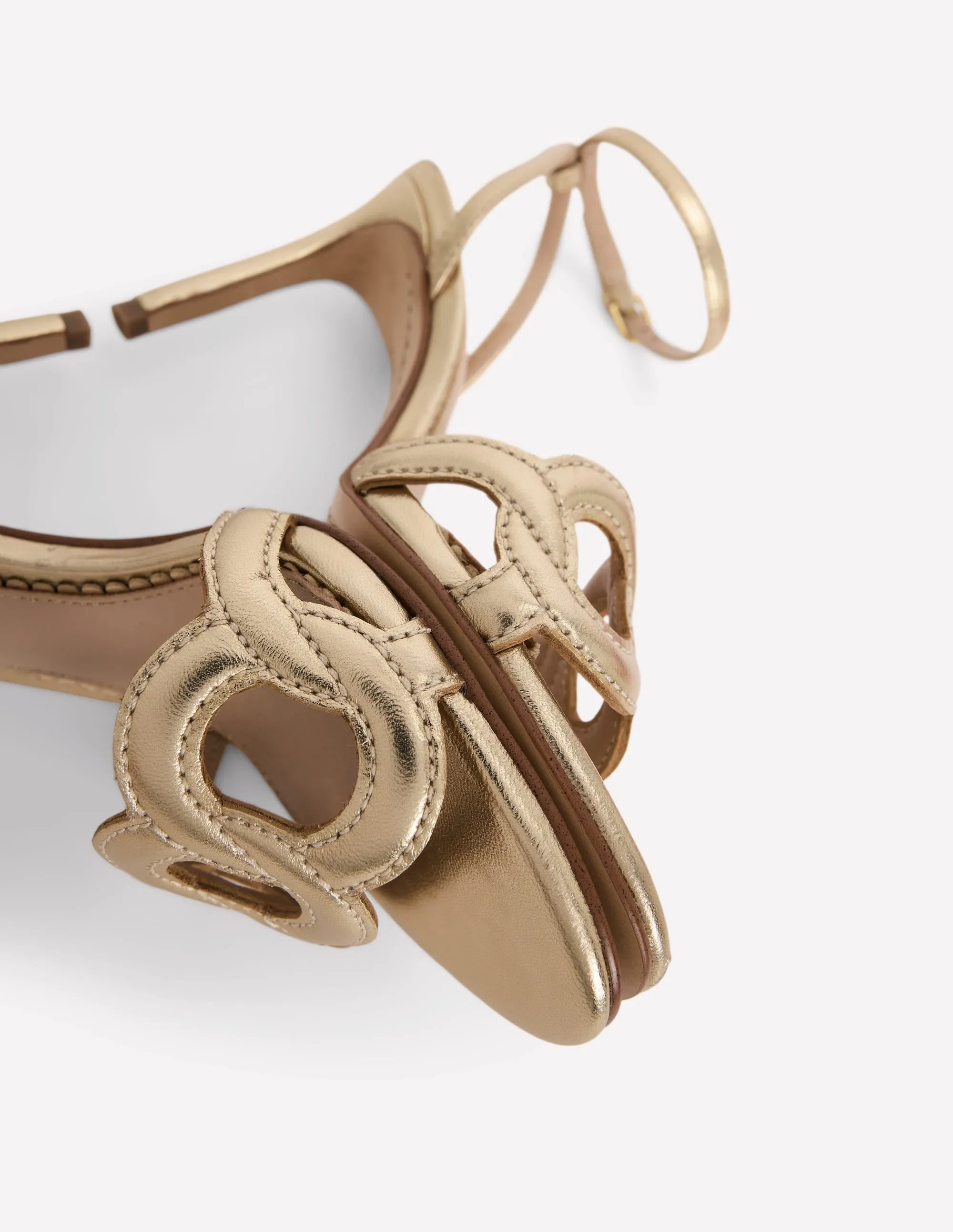 Circle Detail Heeled Sandal-Gold