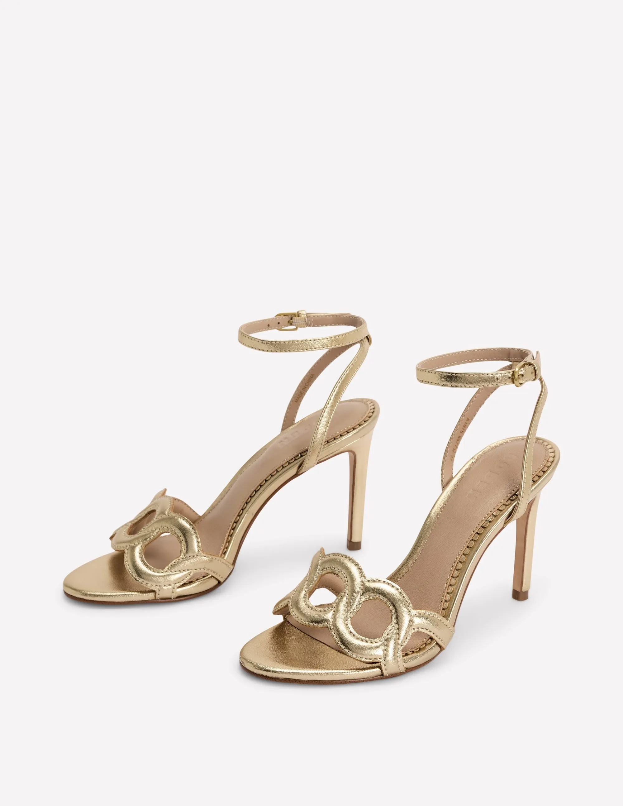 Circle Detail Heeled Sandal-Gold