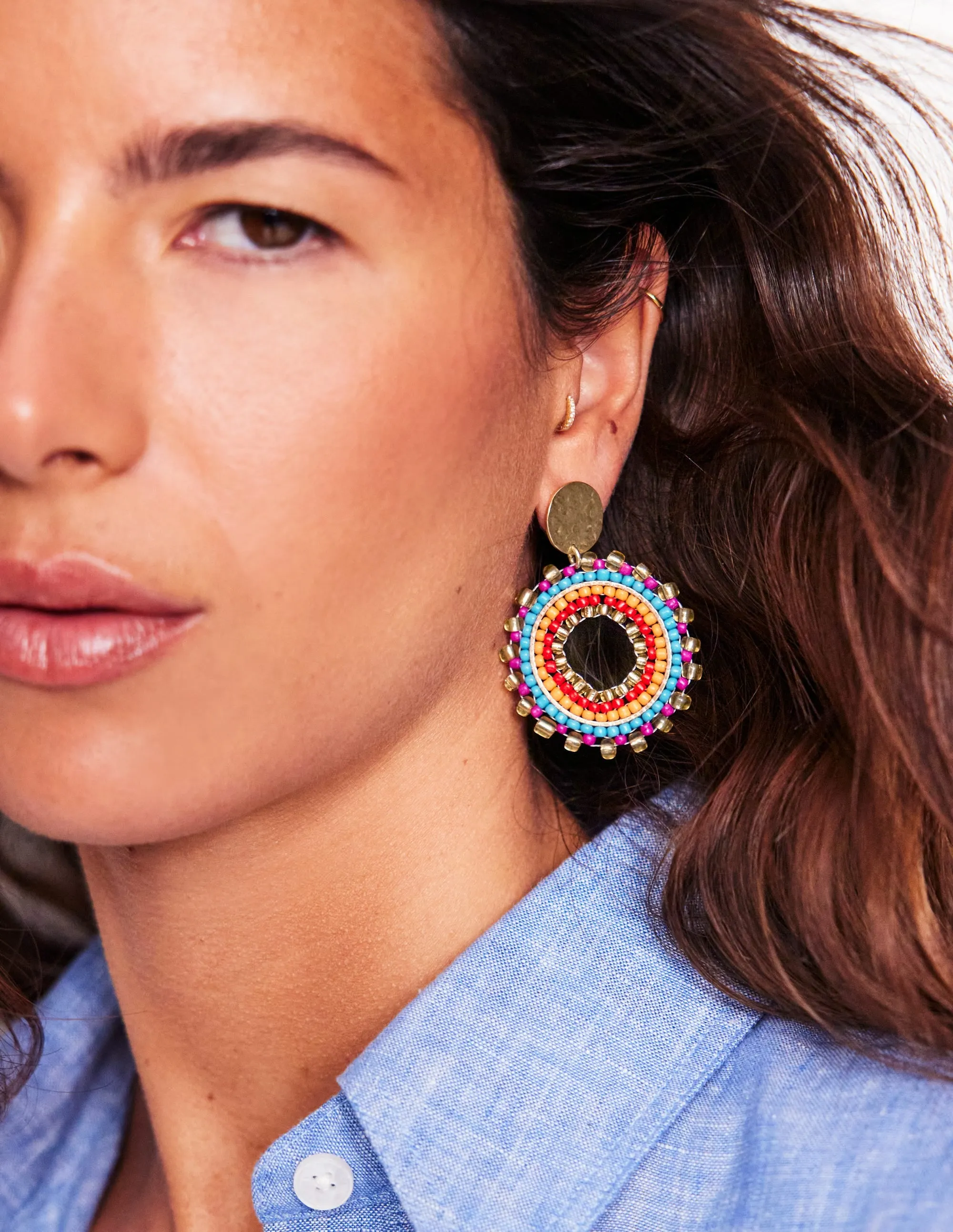 Circle Motif Earrings-Multi