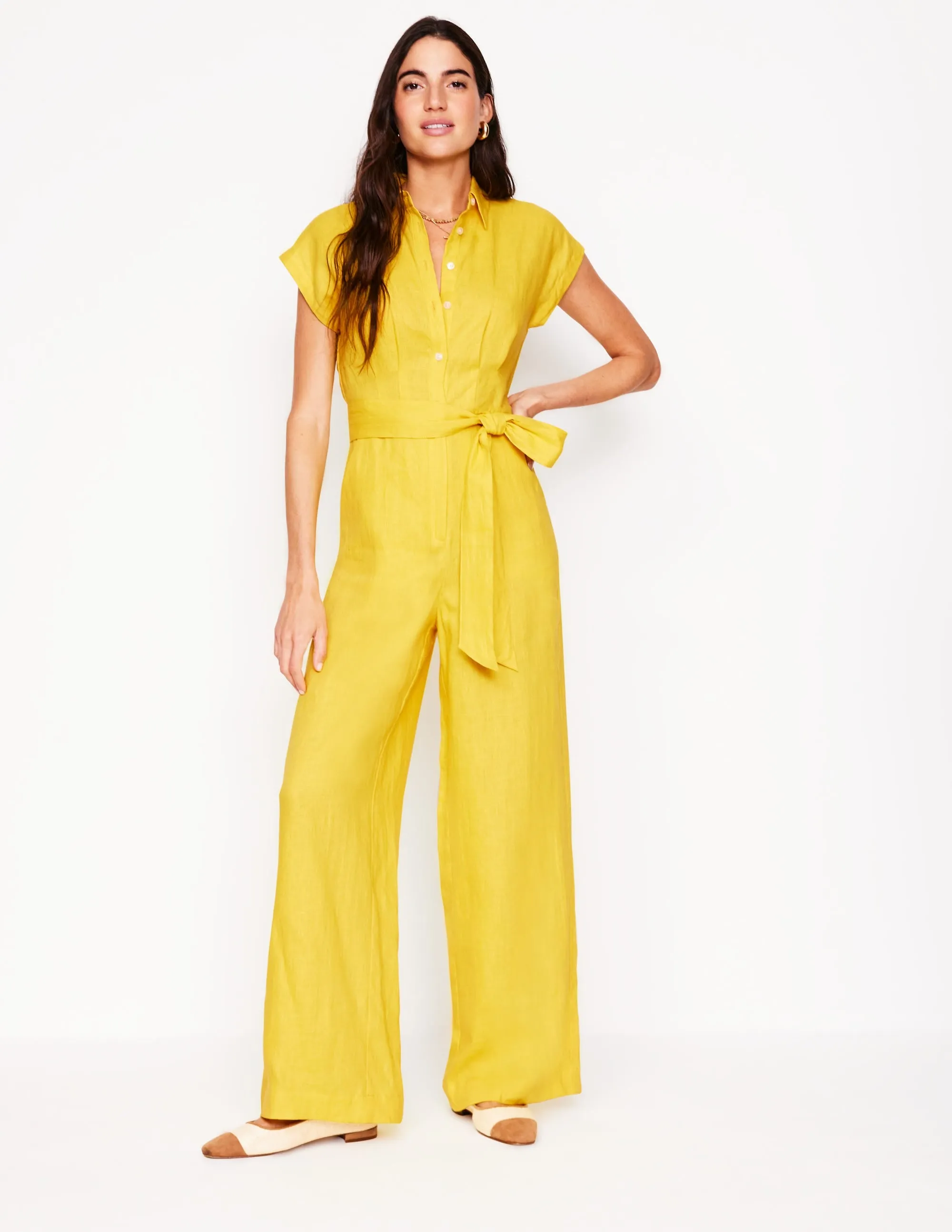 Colette Linen Jumpsuit-Pineapple Yellow