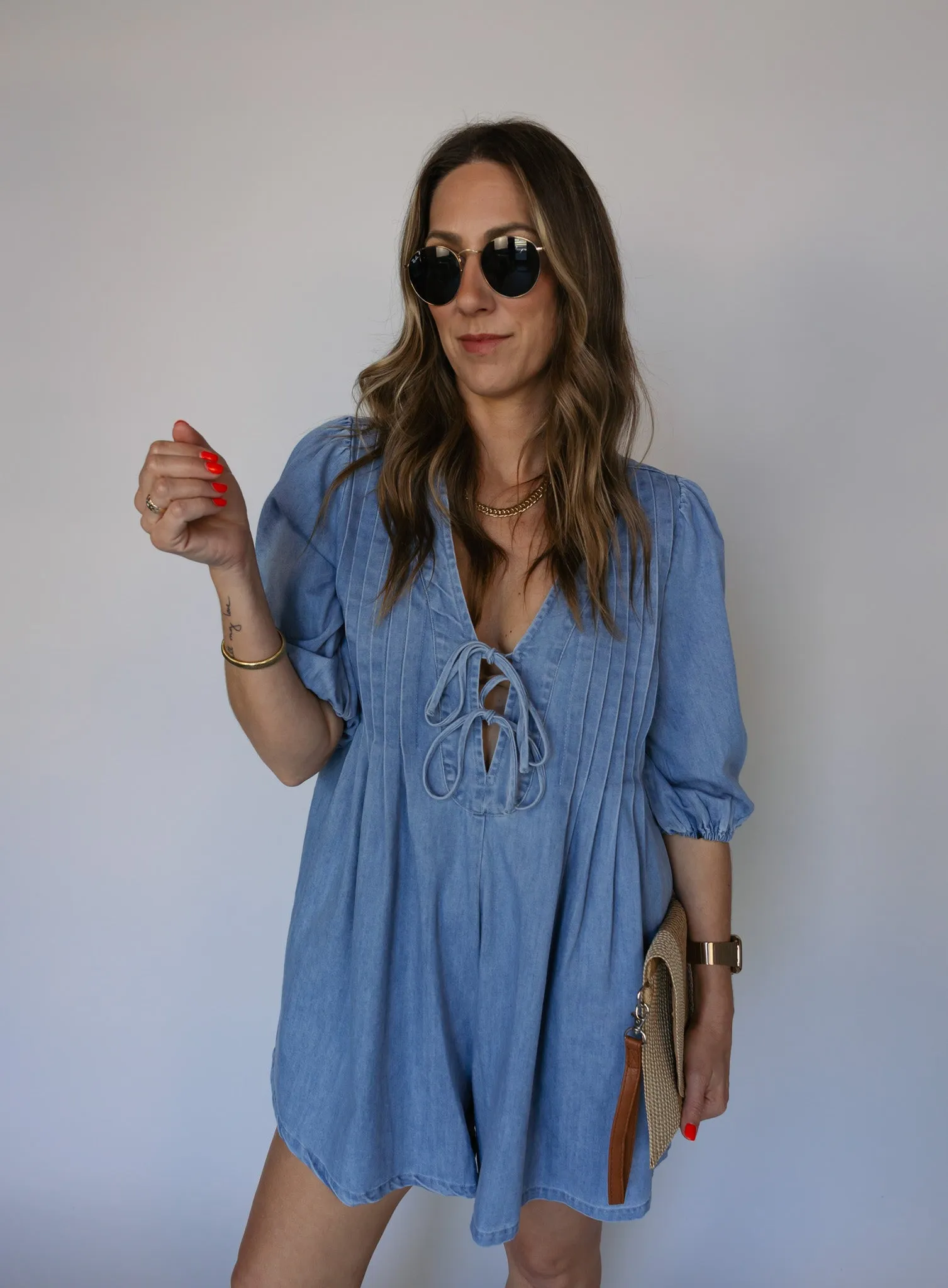 *COMING BACK* Dean Denim Pleated Romper