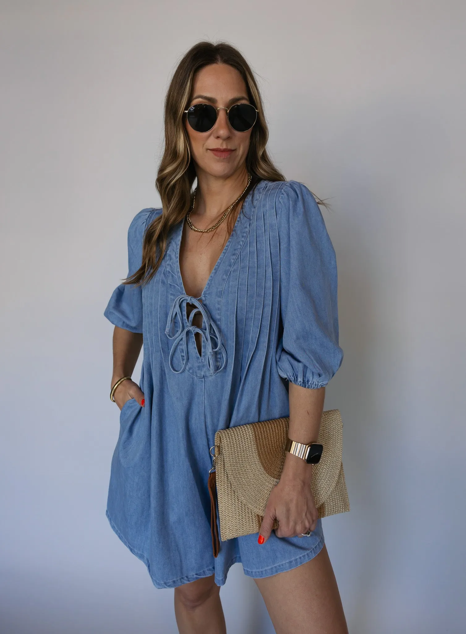 *COMING BACK* Dean Denim Pleated Romper