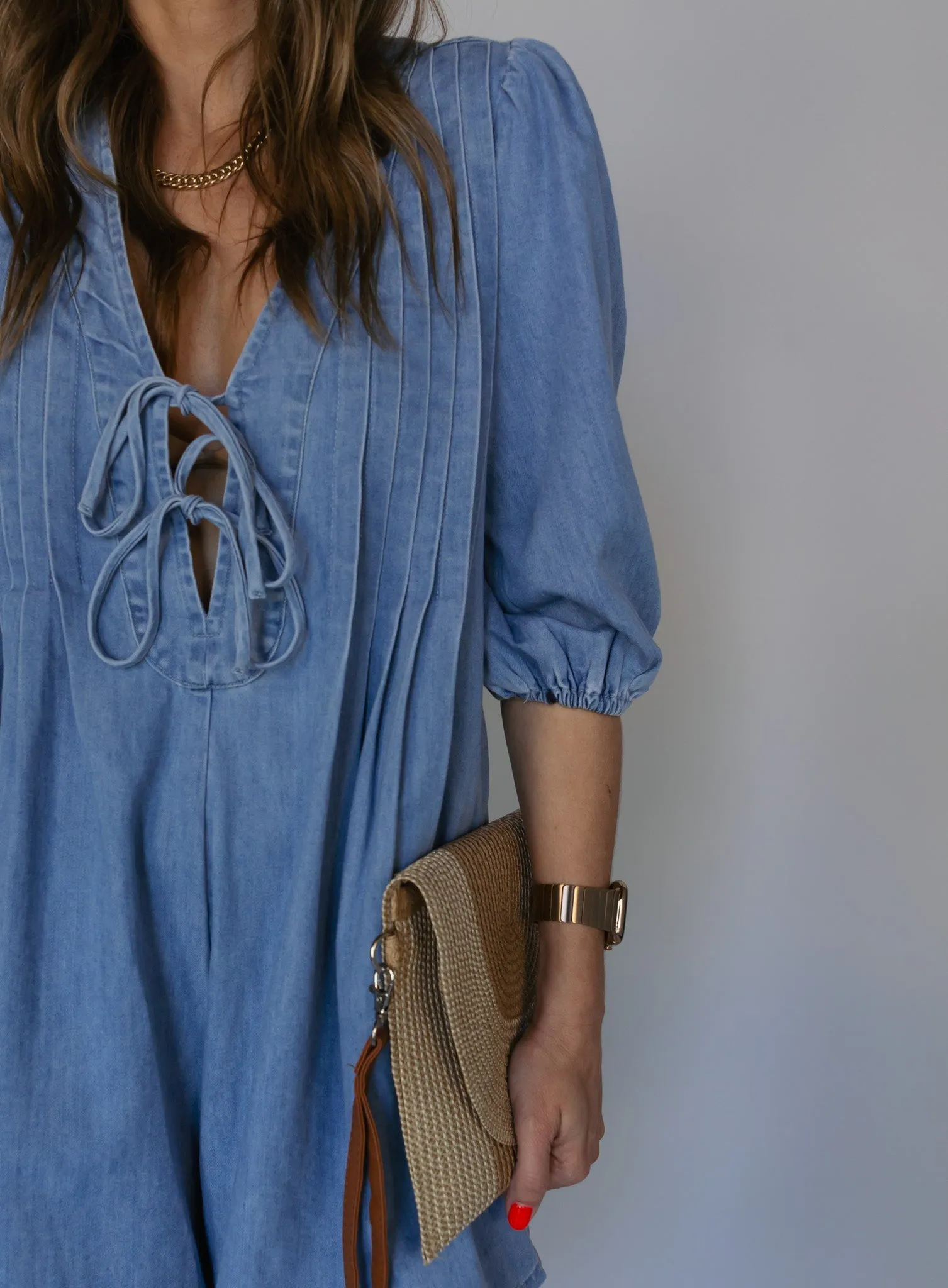 *COMING BACK* Dean Denim Pleated Romper